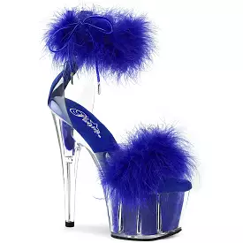 7 Inch Heel ADORE-724F Clear Royal Blue Fur