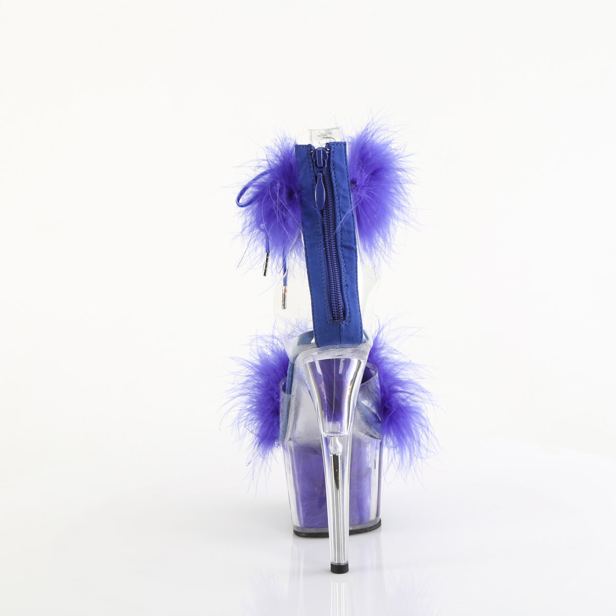 7 Inch Heel ADORE-724F Clear Royal Blue Fur