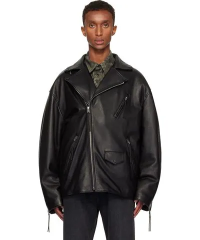 Acne Studios Black Waxy Nappa Leather Biker Jacket