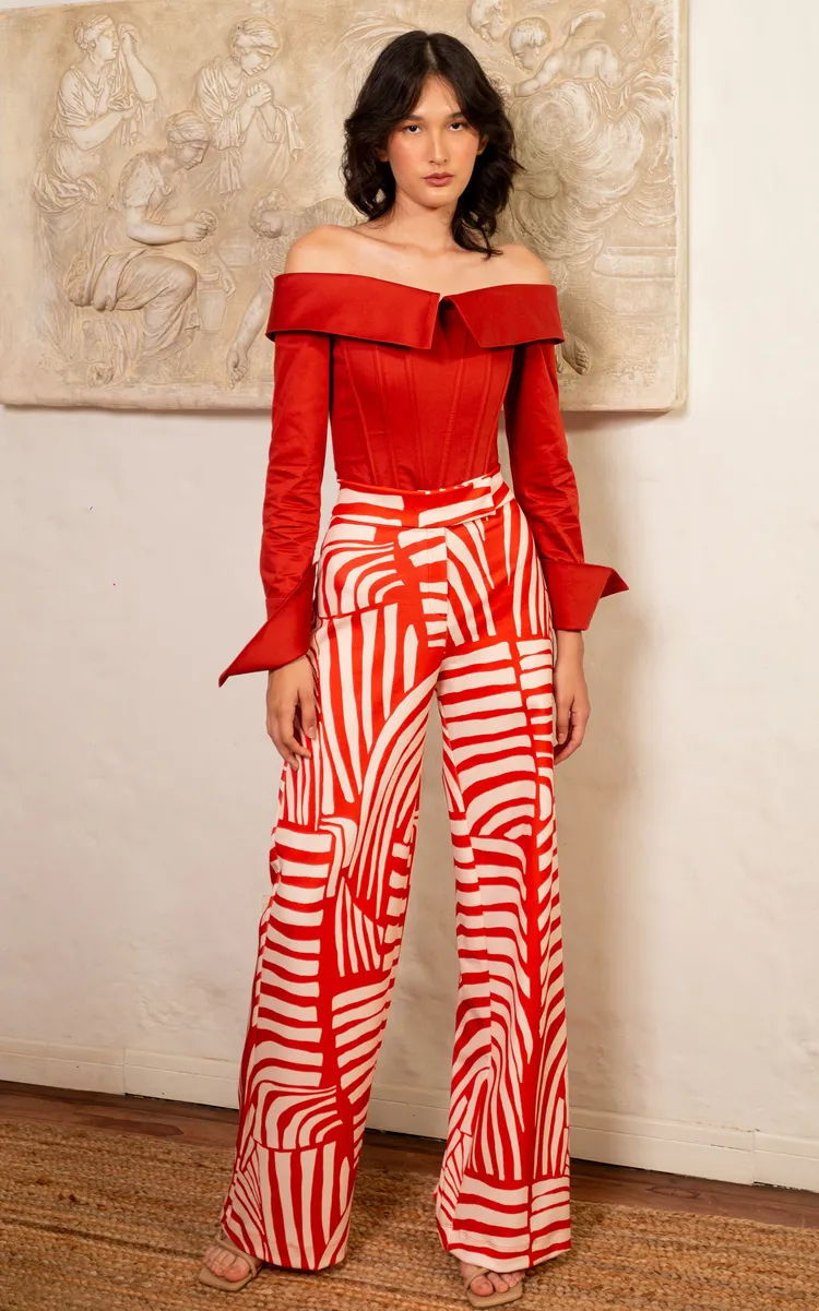 Andres Otalora El Pasado Printed Scuba Wide-Leg Pants