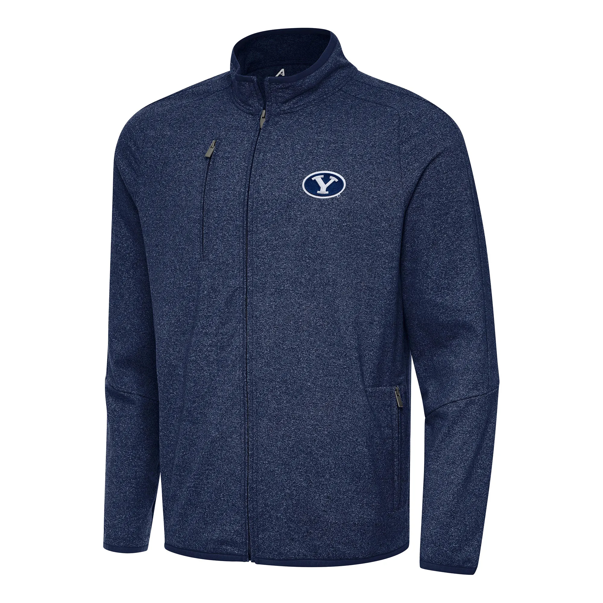 Antigua BYU Cougars Heather Navy Hold-Up Full-Zip Tri-Blend Jacket