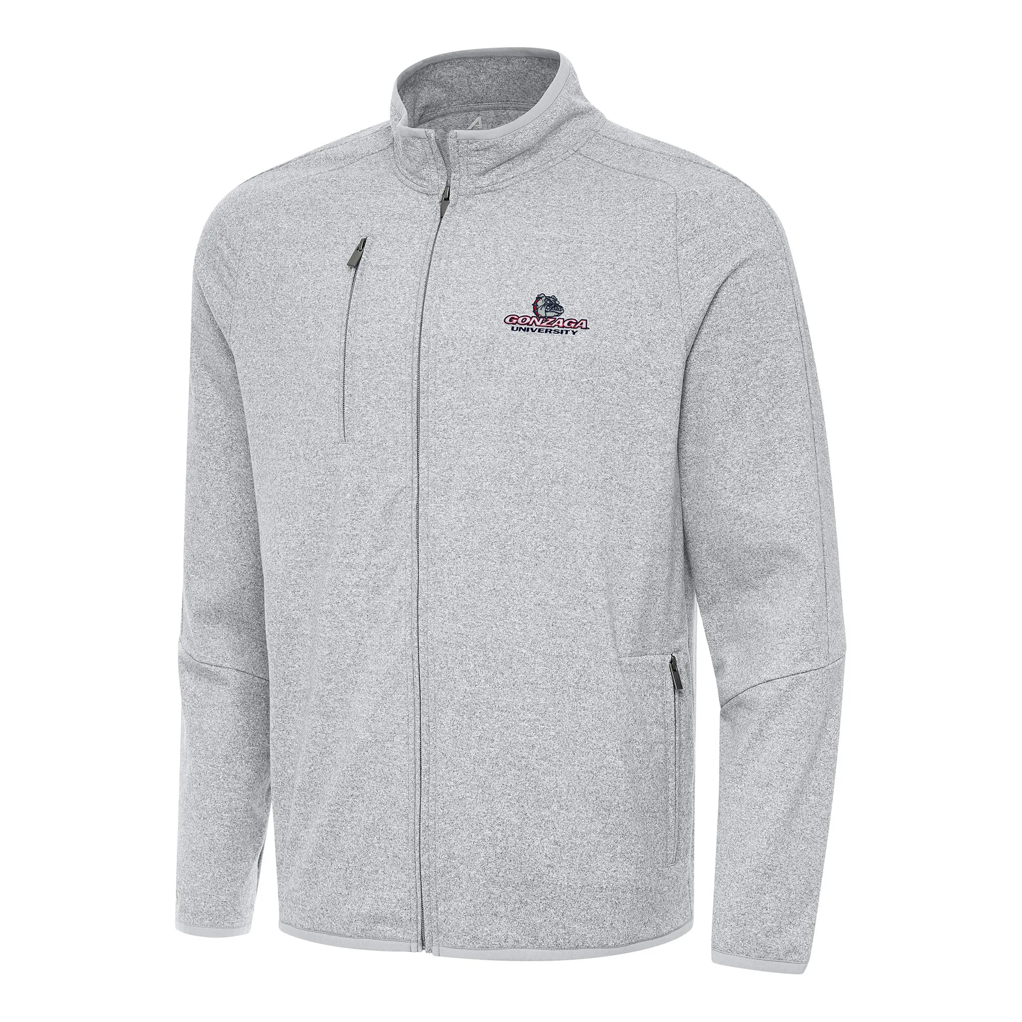 Antigua Gonzaga Bulldogs Heather Gray Hold-Up Full-Zip Tri-Blend Jacket