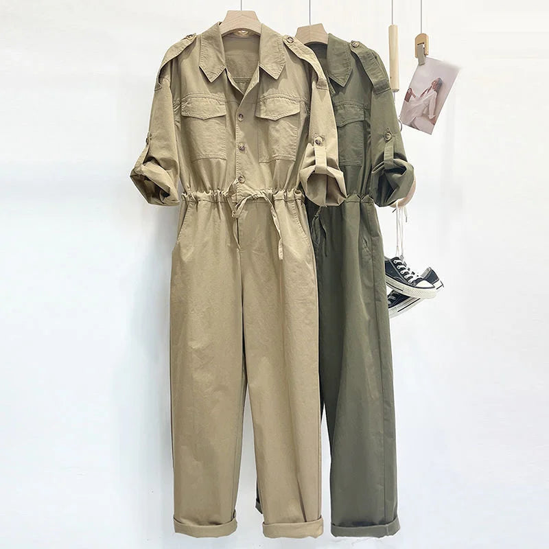 Ashore Shop Spring Autumn  Loose Leisure Age-reducing Wide-leg Womens Jumpsuit