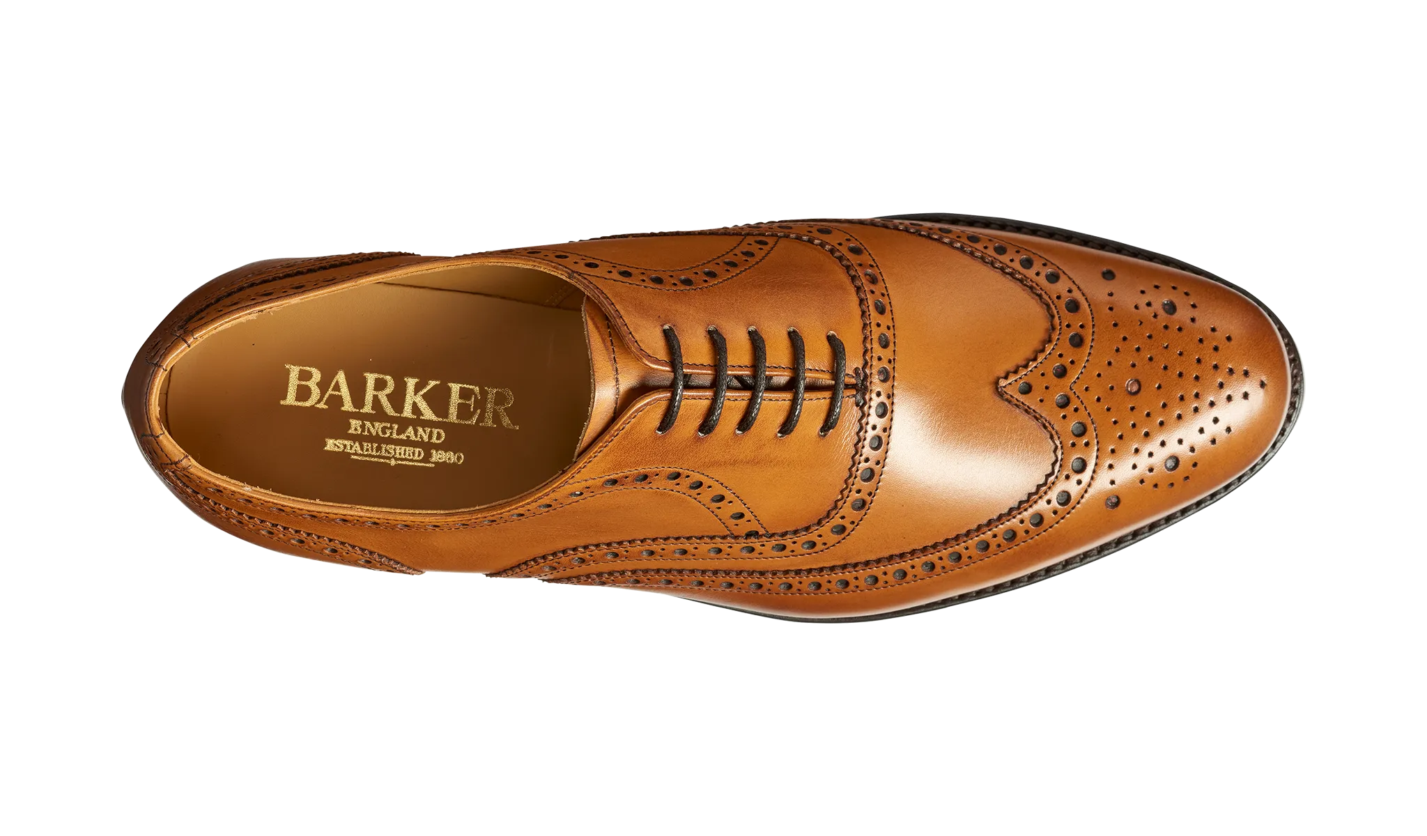 Barker Malton Full Wing Brogue Shoe - Cedar Calf