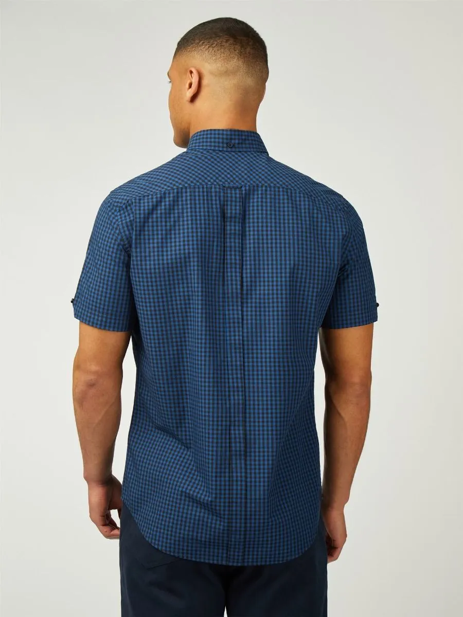 Ben Sherman Signature Short Sleeve Gingham Check Shirt Royal Blue