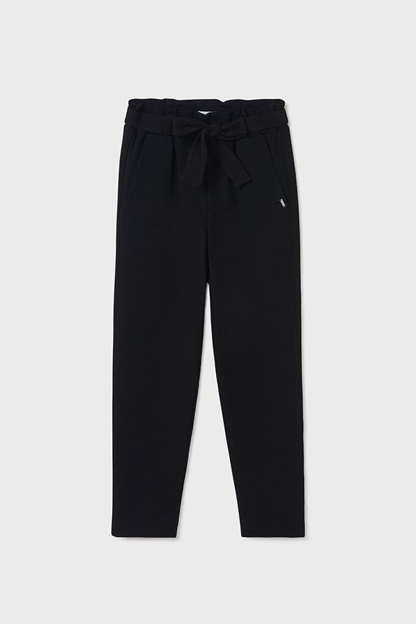 Black high waisted belted pant