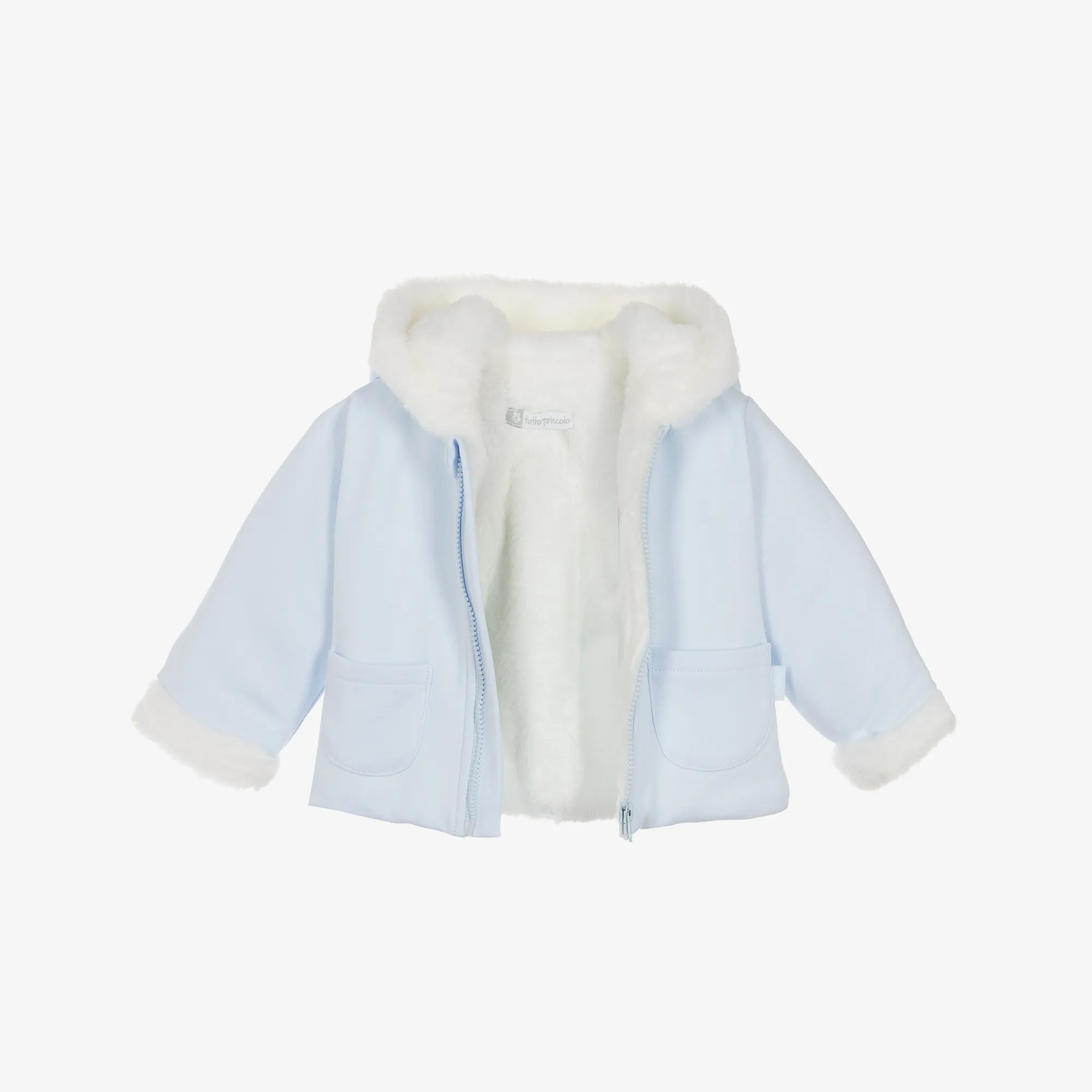 Blue Cotton Hooded Baby Pram Coat