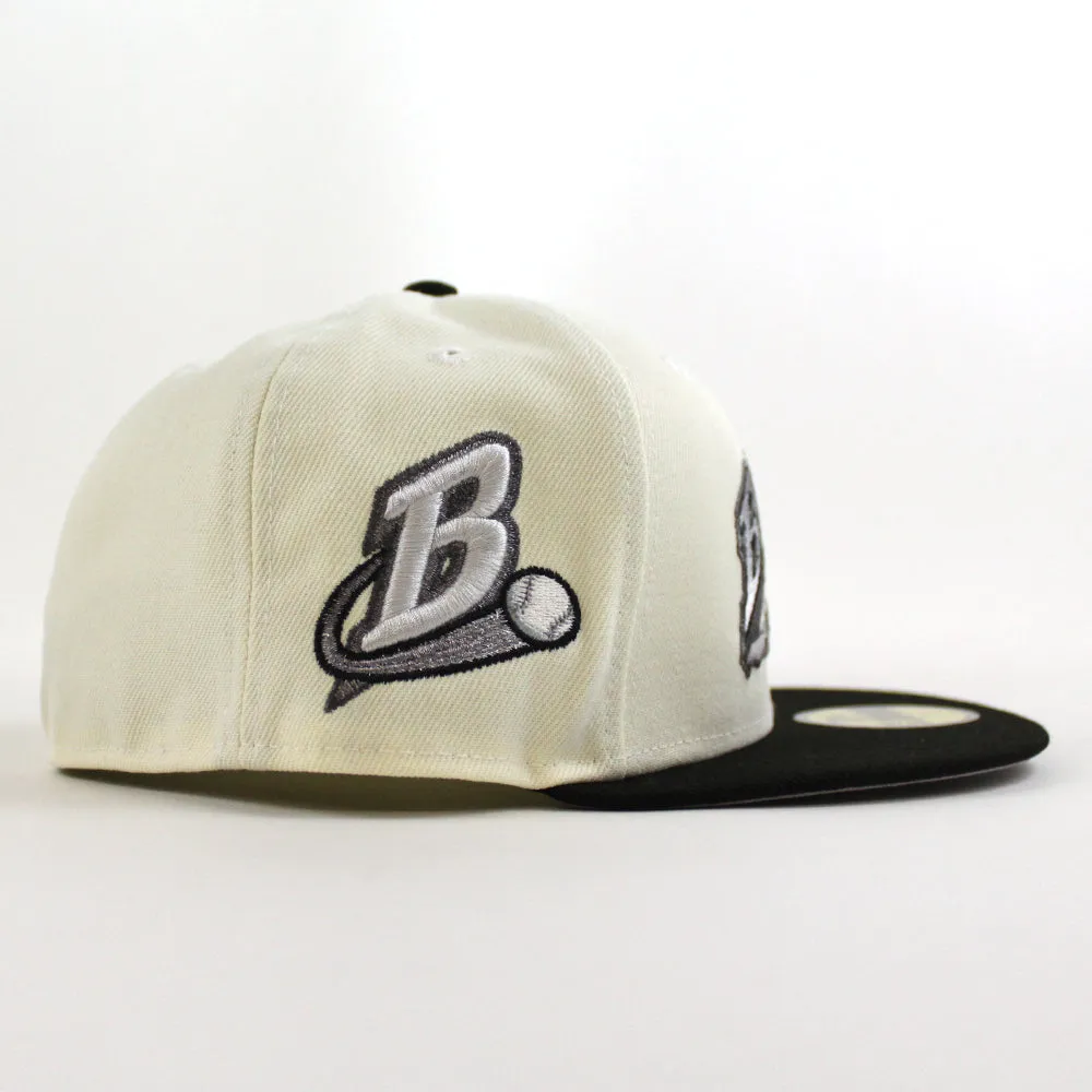 Buffalo Bisons BUFFALO B New Era 59Fifty Fitted Hat (Chrome White Black Gray Under Brim)