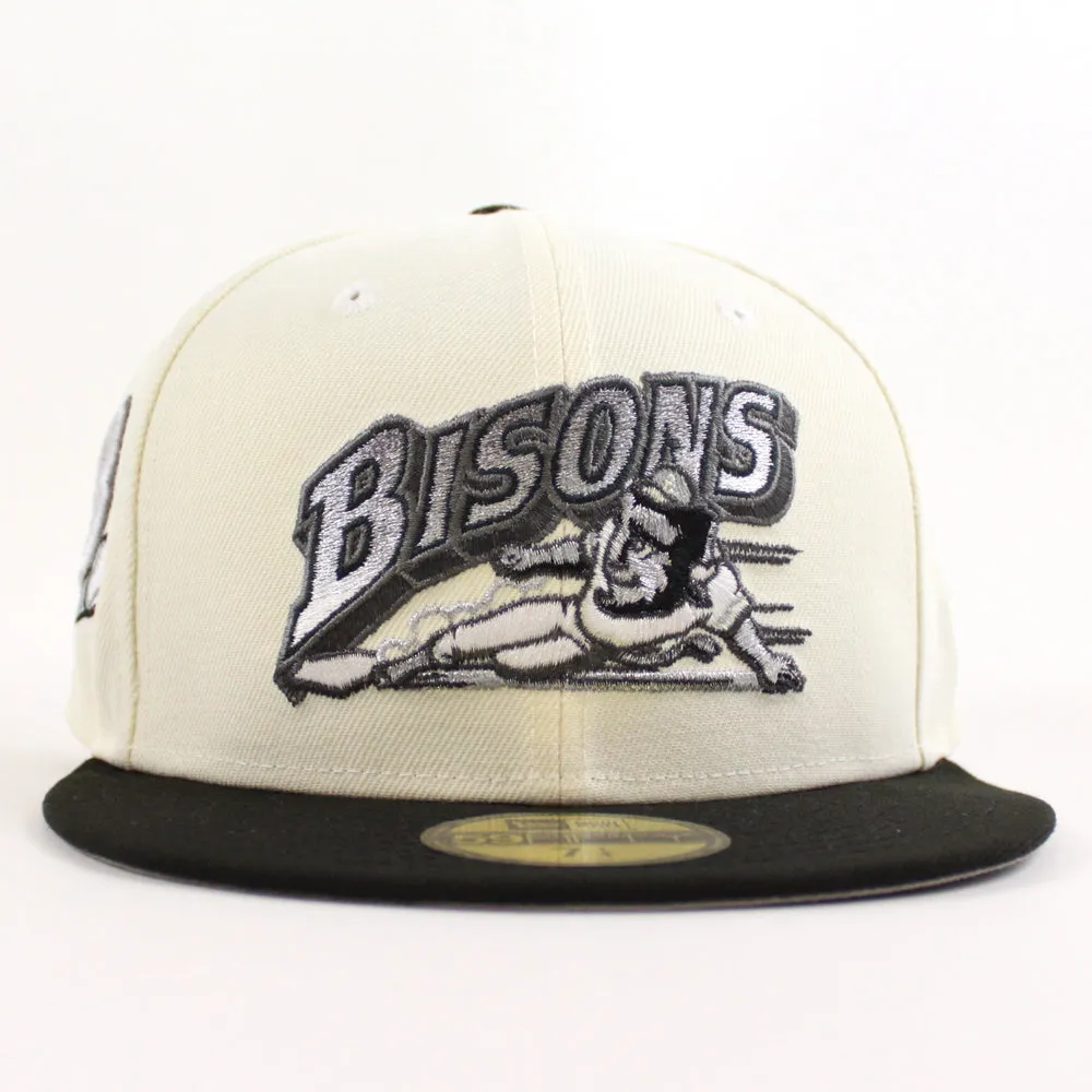 Buffalo Bisons BUFFALO B New Era 59Fifty Fitted Hat (Chrome White Black Gray Under Brim)