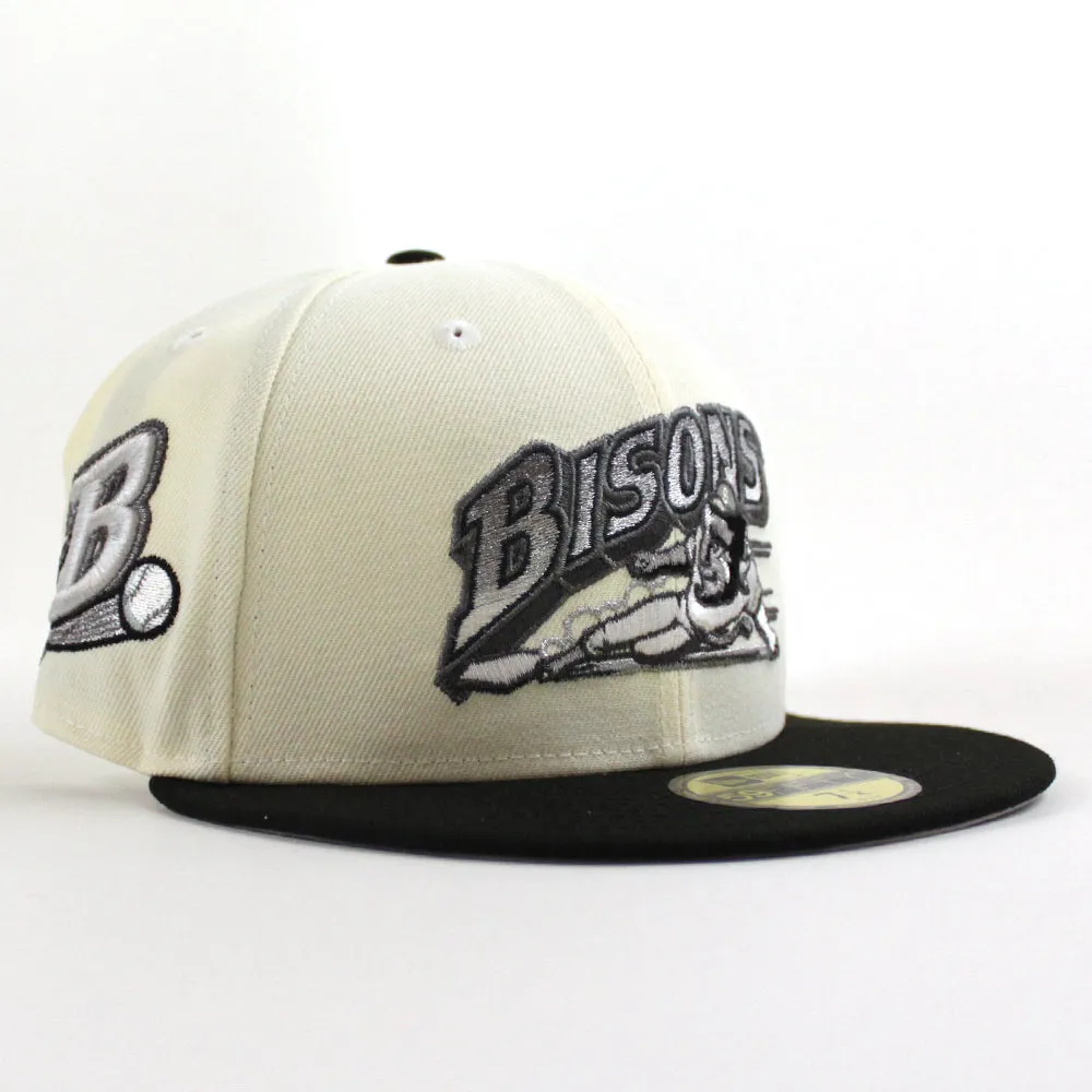 Buffalo Bisons BUFFALO B New Era 59Fifty Fitted Hat (Chrome White Black Gray Under Brim)