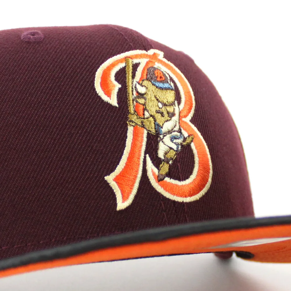 Buffalo Bisons BUFFALO New Era 59Fifty Fitted Hat (MAROON BLACK SATIN COUNTDOWN ORANGE  Under Brim)