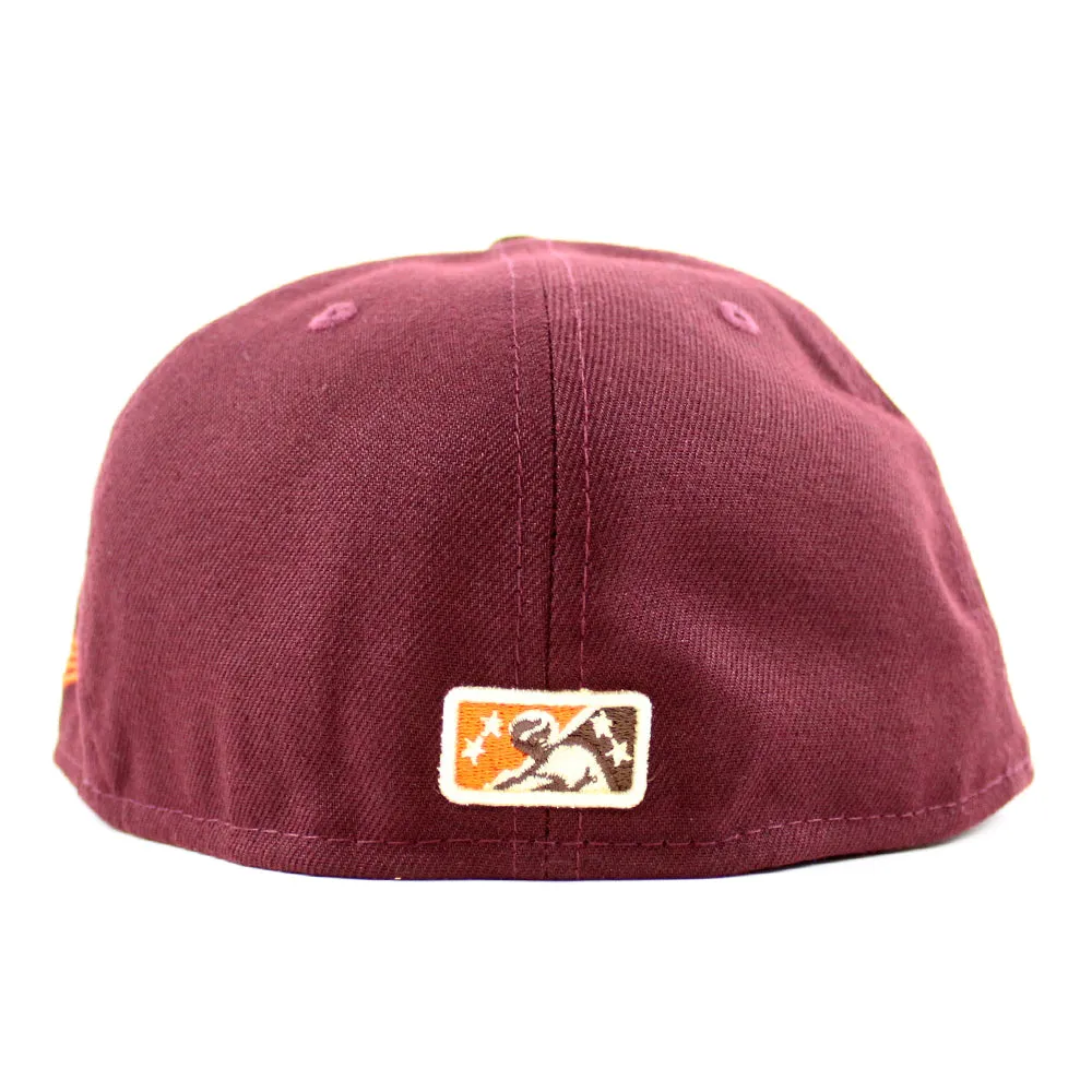 Buffalo Bisons BUFFALO New Era 59Fifty Fitted Hat (MAROON BLACK SATIN COUNTDOWN ORANGE  Under Brim)