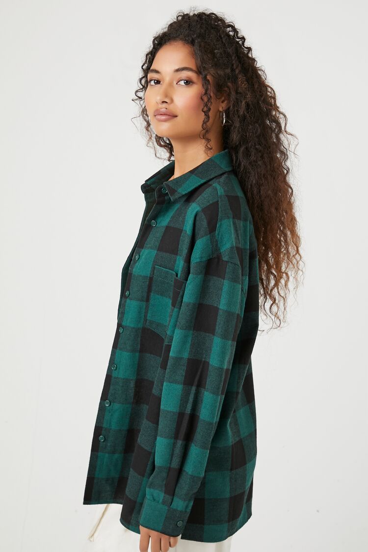 Buffalo Plaid Drop-Sleeve Shirt