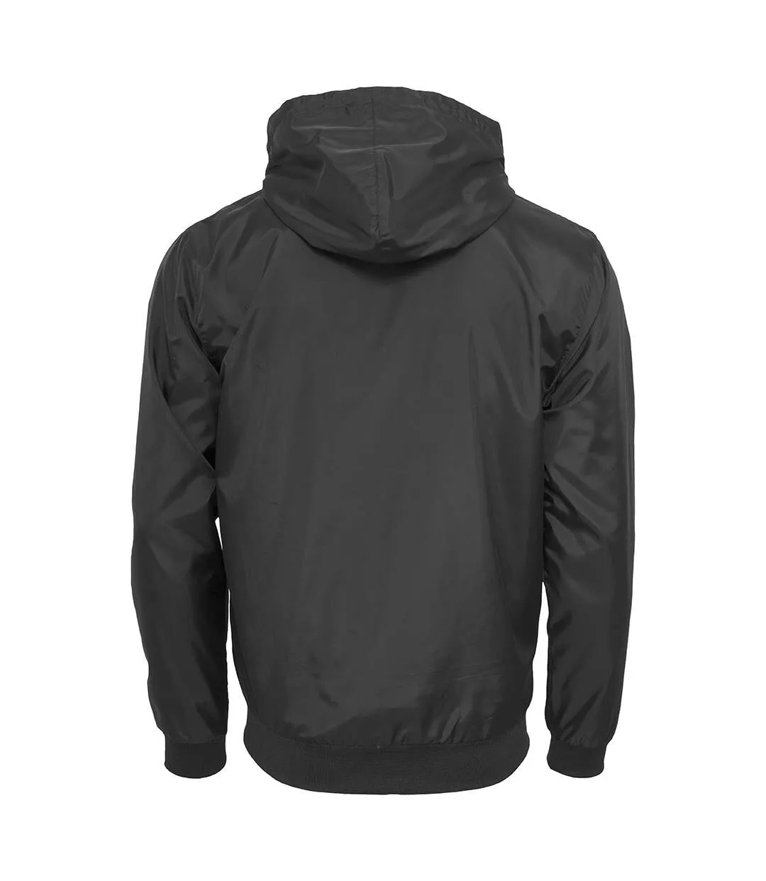 Build Your Brand Mens Zip Up Wind Runner Jacket (Black/Black) - UTRW5676