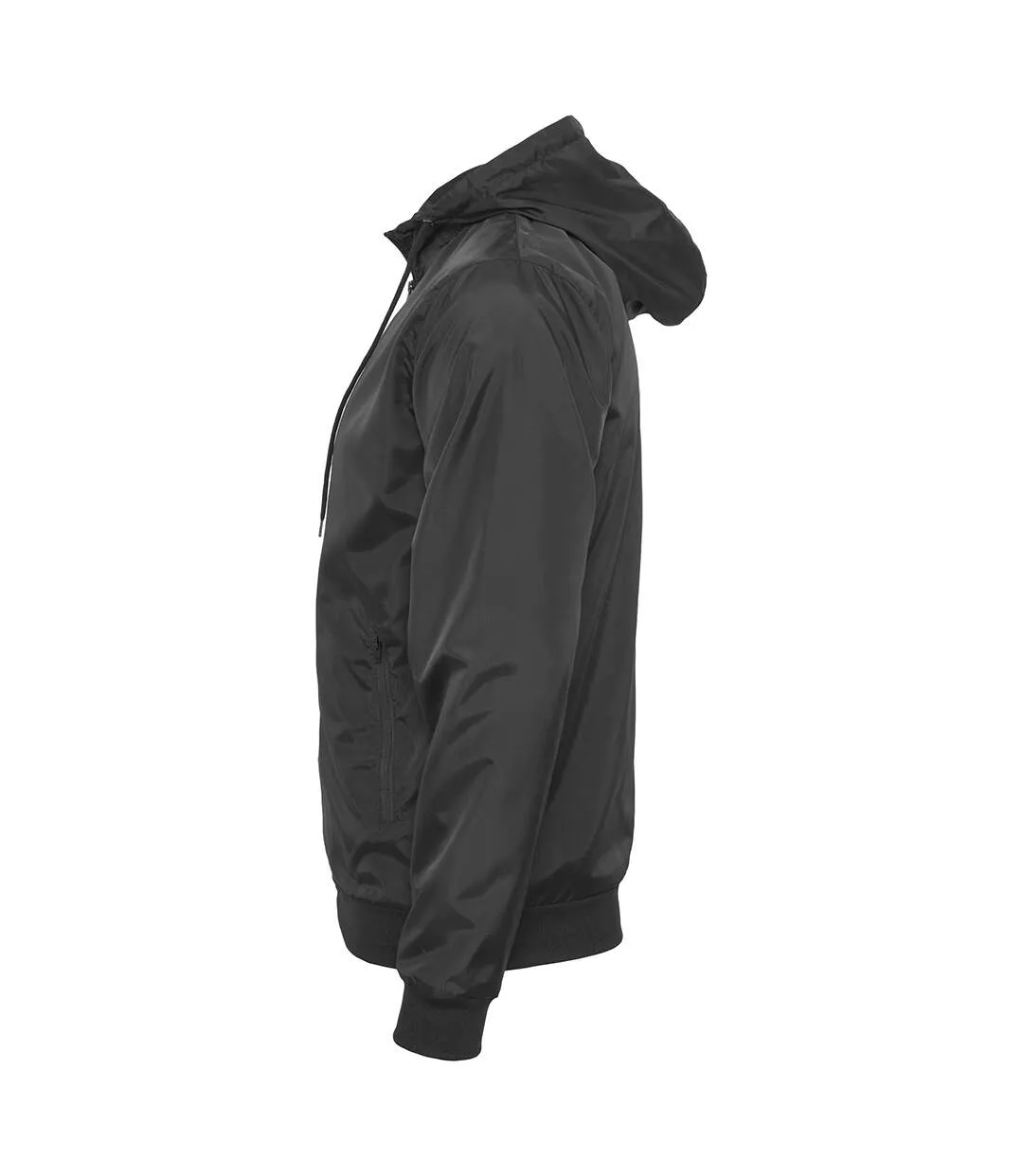 Build Your Brand Mens Zip Up Wind Runner Jacket (Black/Black) - UTRW5676