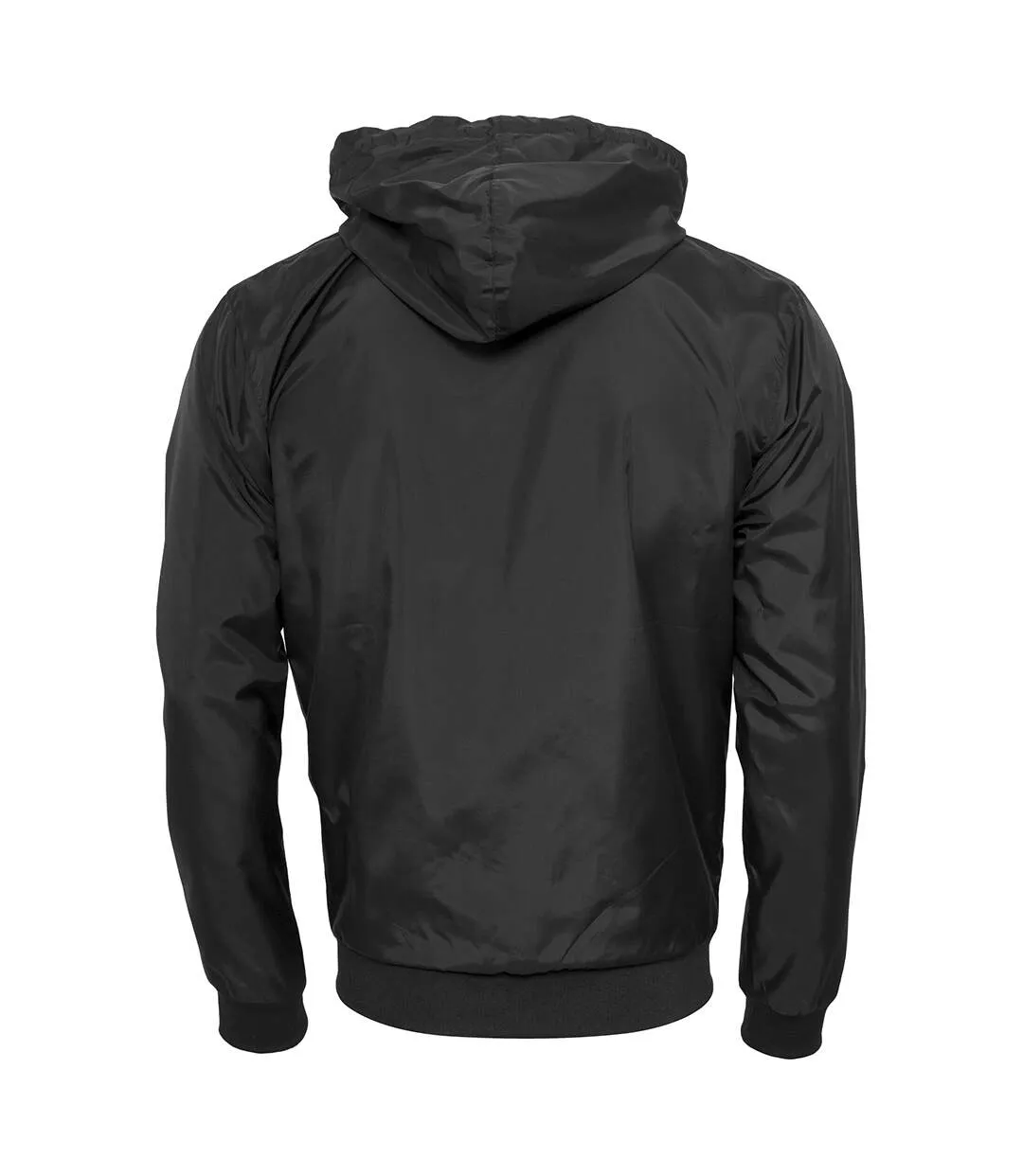 Build Your Brand Mens Zip Up Wind Runner Jacket (Black/White) - UTRW5676