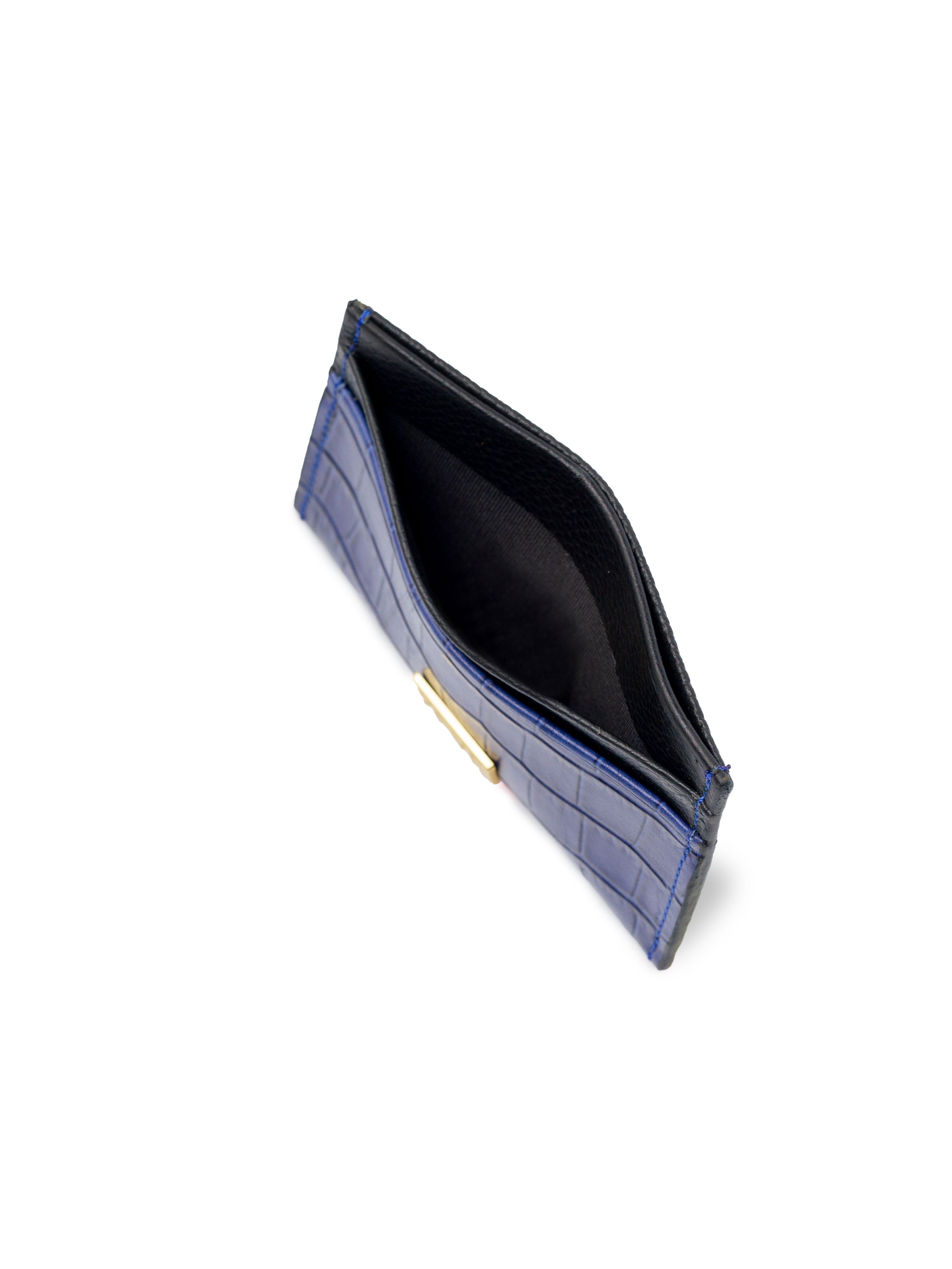 Card Holder - Royal Blue Matte Croco Leather