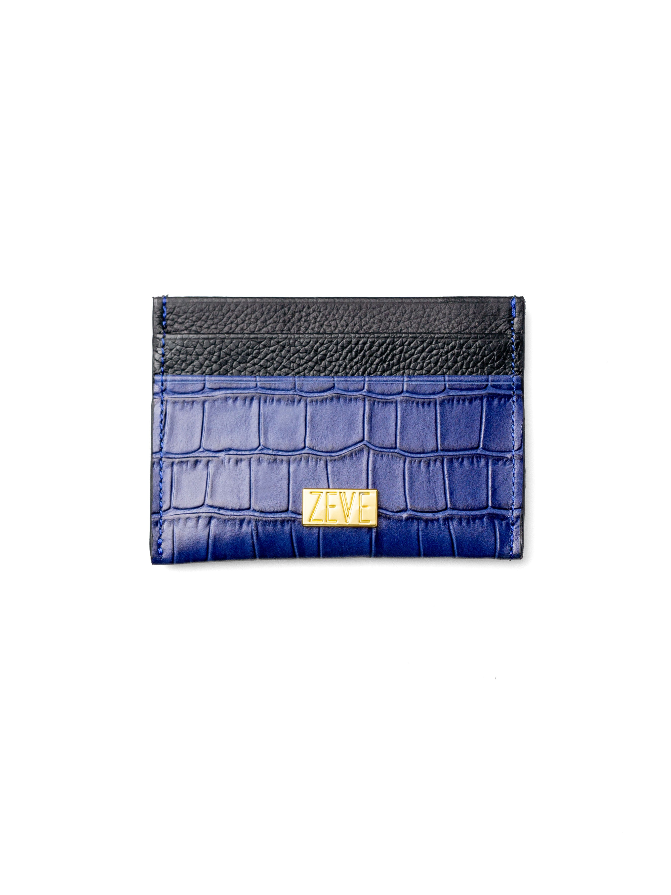 Card Holder - Royal Blue Matte Croco Leather