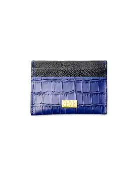 Card Holder - Royal Blue Matte Croco Leather