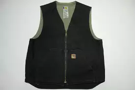 Carhartt V26 BLK Traditional Duck Arctic Fleece Lined Barn Chore Coat Work Vest Jacket