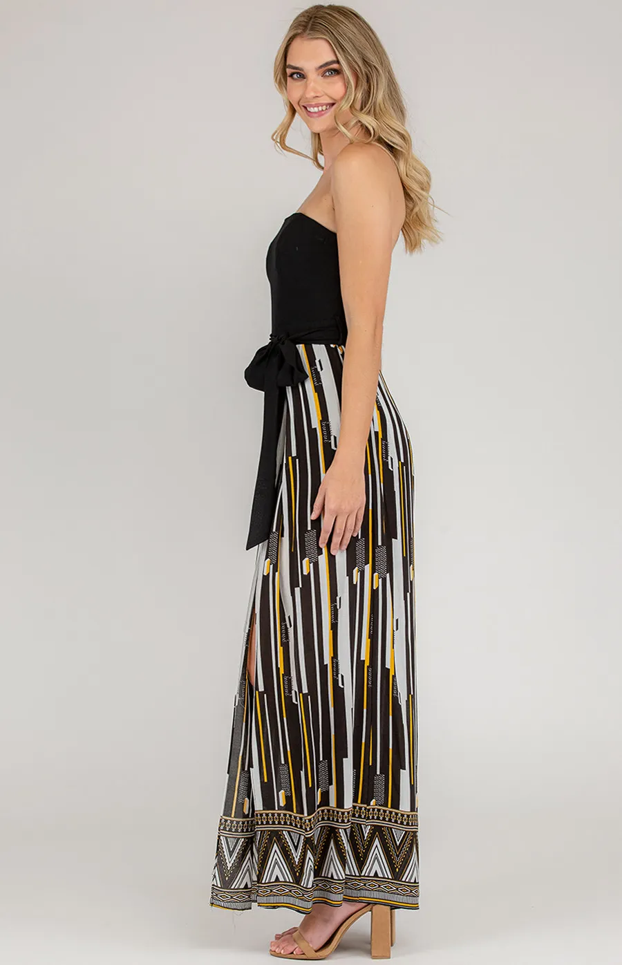 Contrast Print Split Leg Jumpsuit (SSJP7-22A)