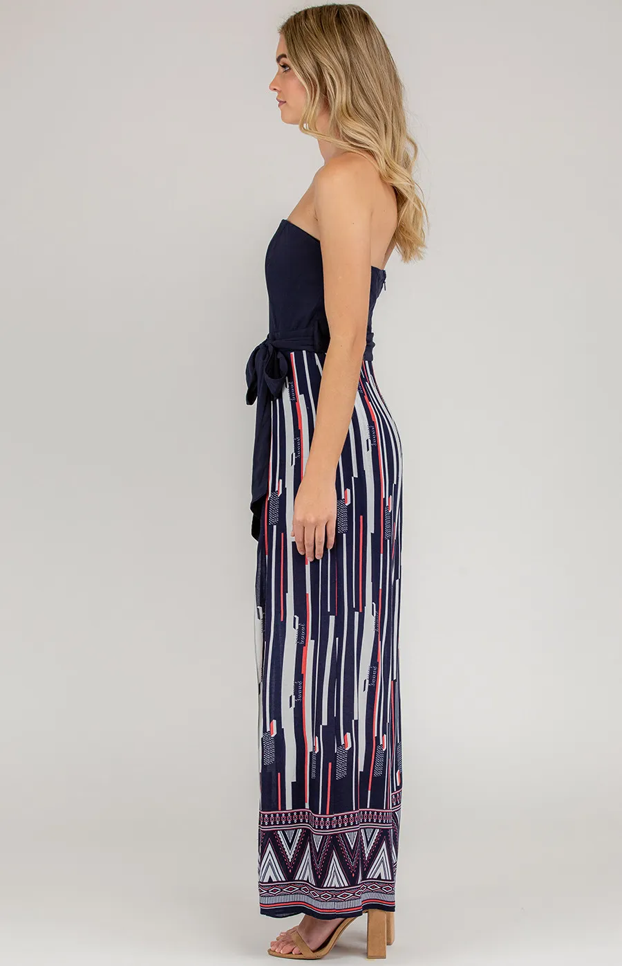 Contrast Print Split Leg Jumpsuit (SSJP7-22A)