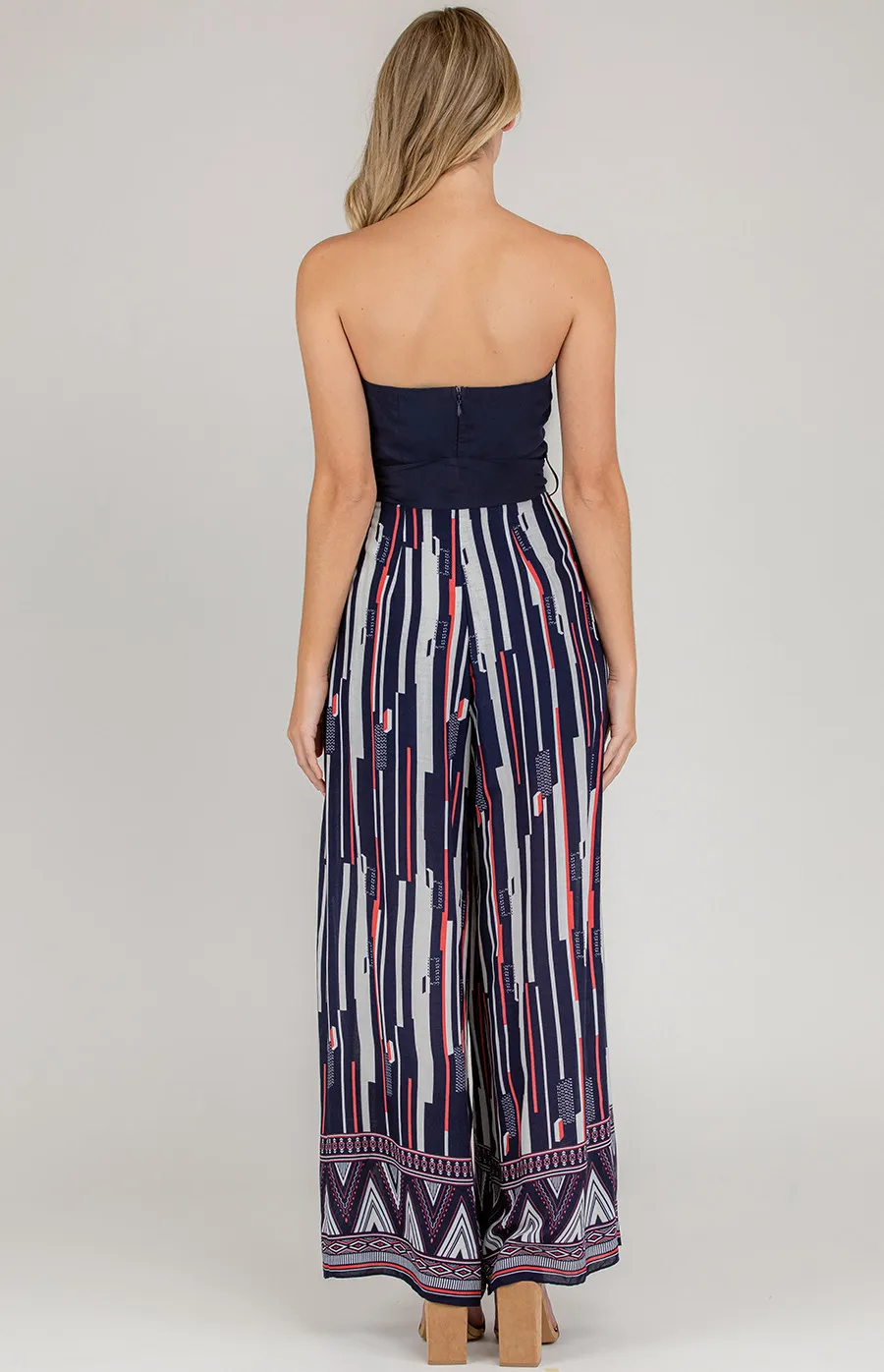 Contrast Print Split Leg Jumpsuit (SSJP7-22A)