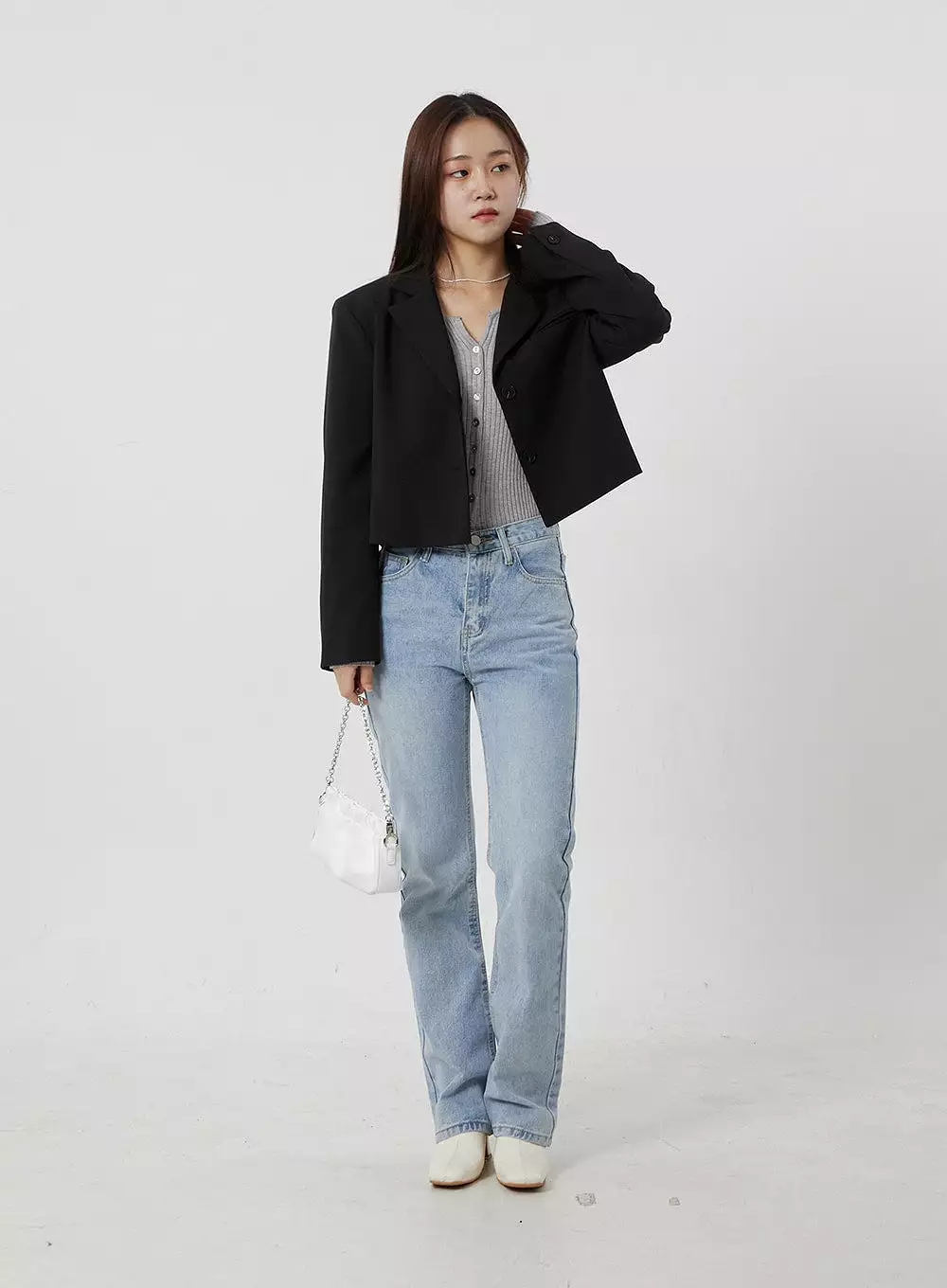 Cropped Button Jacket OF302