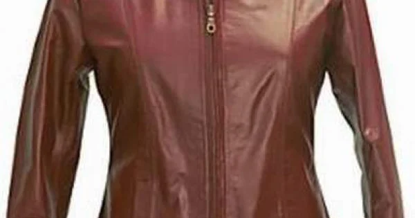 Dark brown sheep leather jacket for women for winter