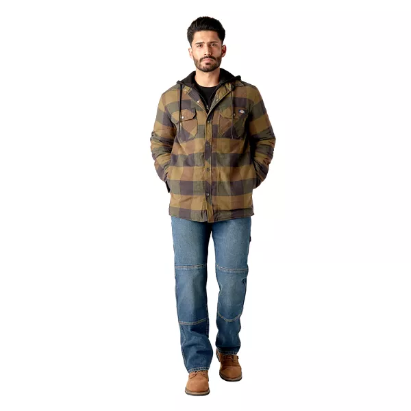 Dickies Flannel Hooded Shirt Jacket - Navy/Brown Duck Buffalo