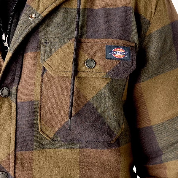 Dickies Flannel Hooded Shirt Jacket - Navy/Brown Duck Buffalo