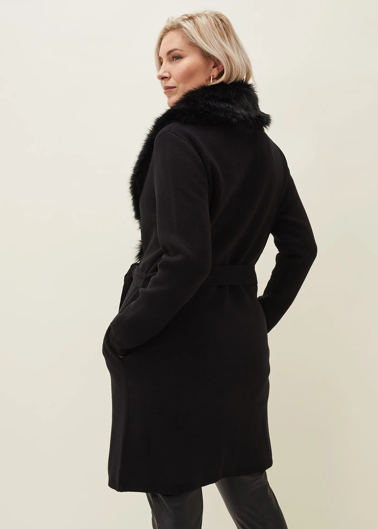 Edessa Fur Collar Wrap Coat