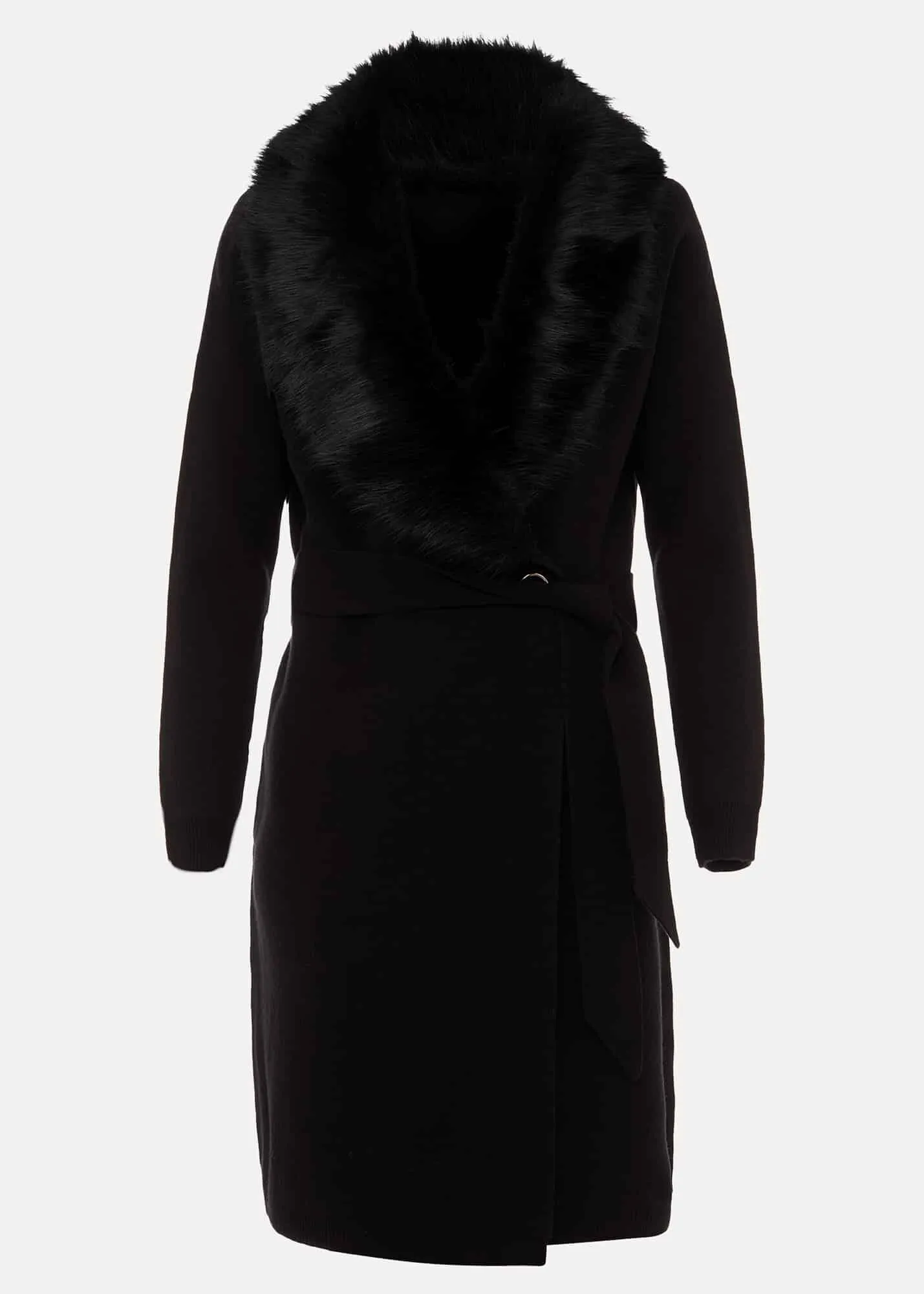 Edessa Fur Collar Wrap Coat