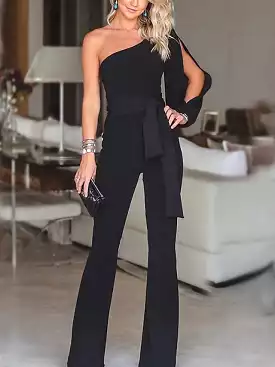 Elegant One-Shoulder Jumpsuit for Parties and Weddings