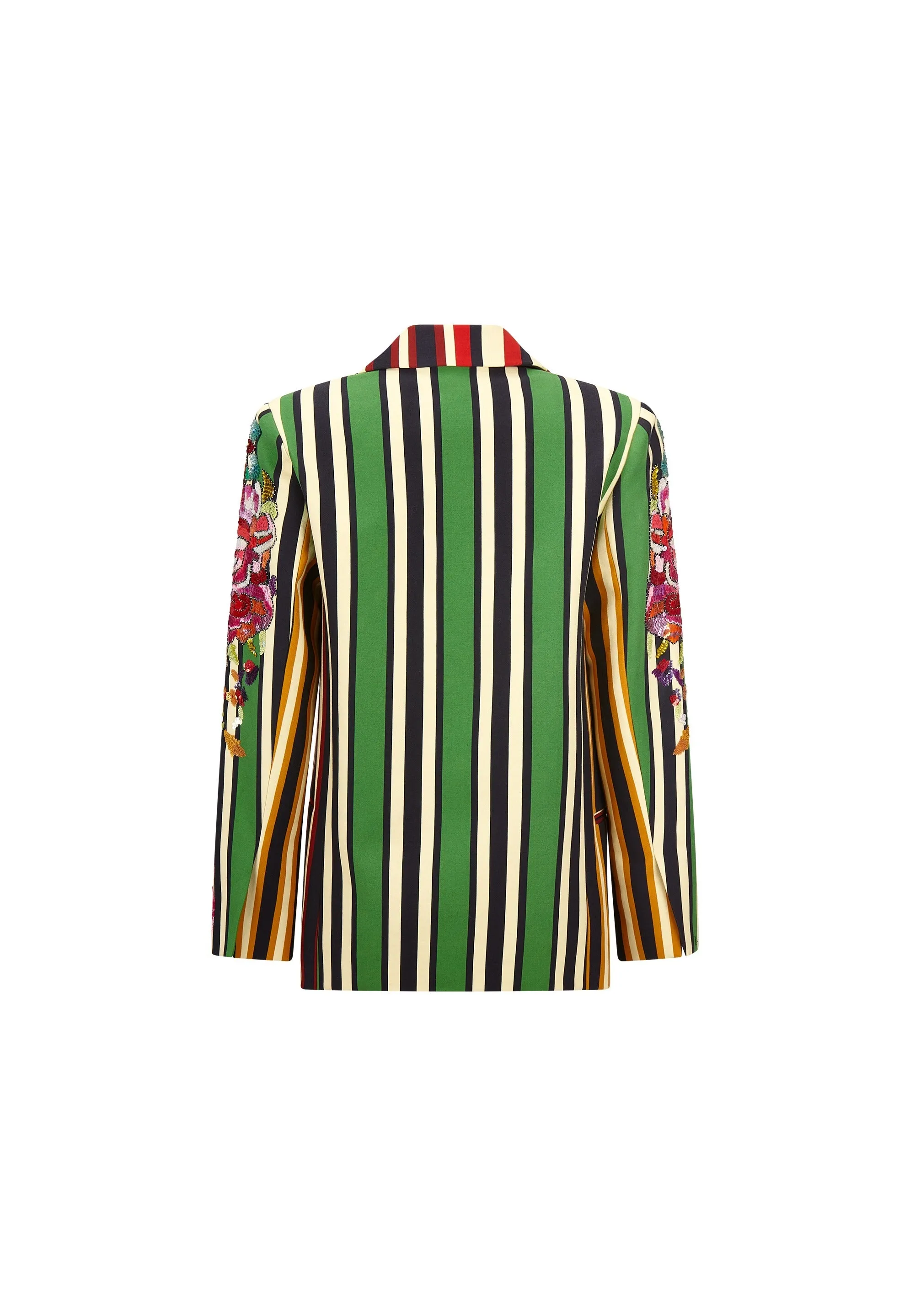 'EMBROIDERED ETON STRIPE' DOUBLE BREASTED BLAZER W/ EMBELLISHED SLEEVES