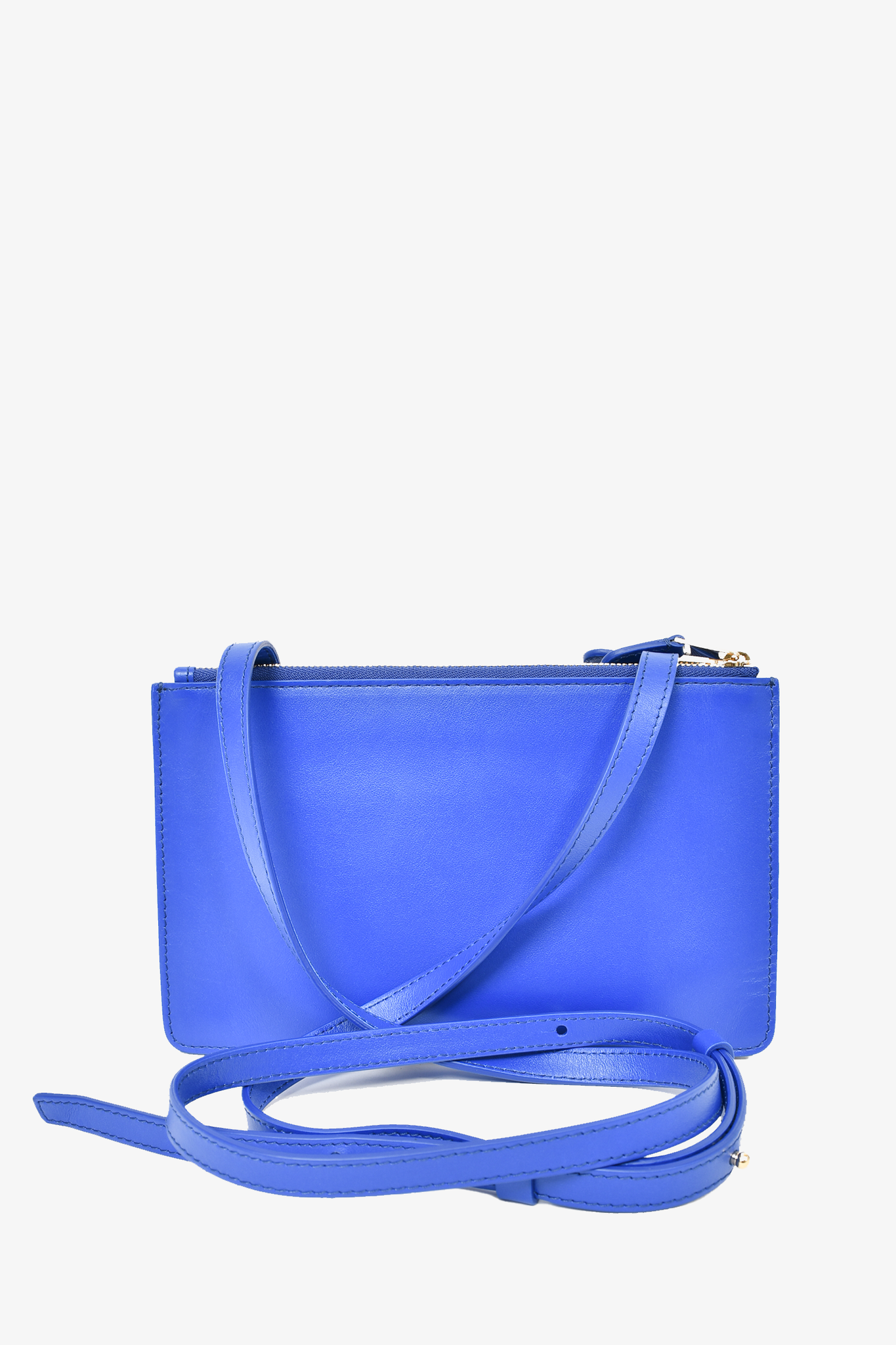 Giorgio Armami Royal Blue Leather Double Zip Crossbody