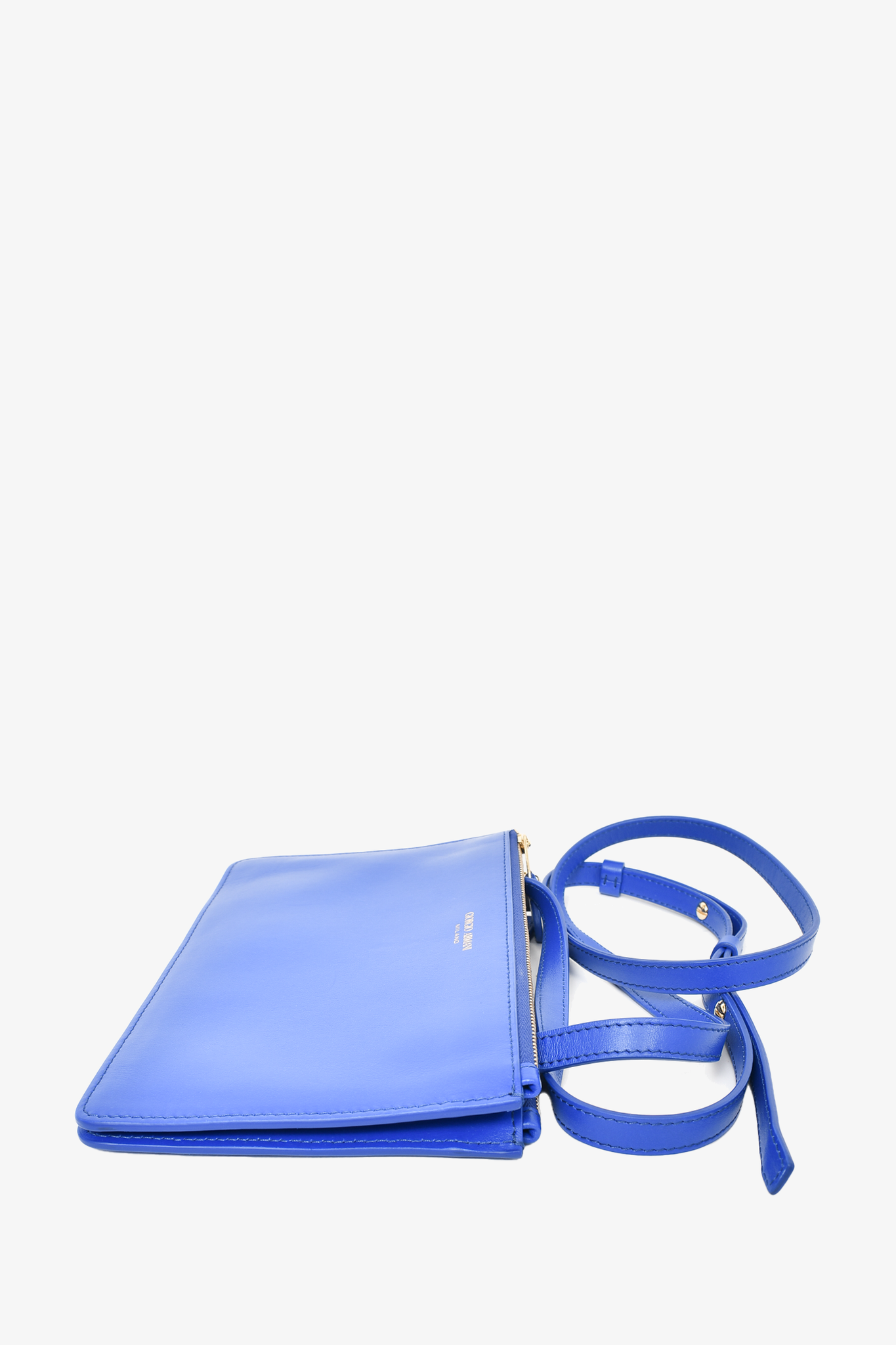 Giorgio Armami Royal Blue Leather Double Zip Crossbody