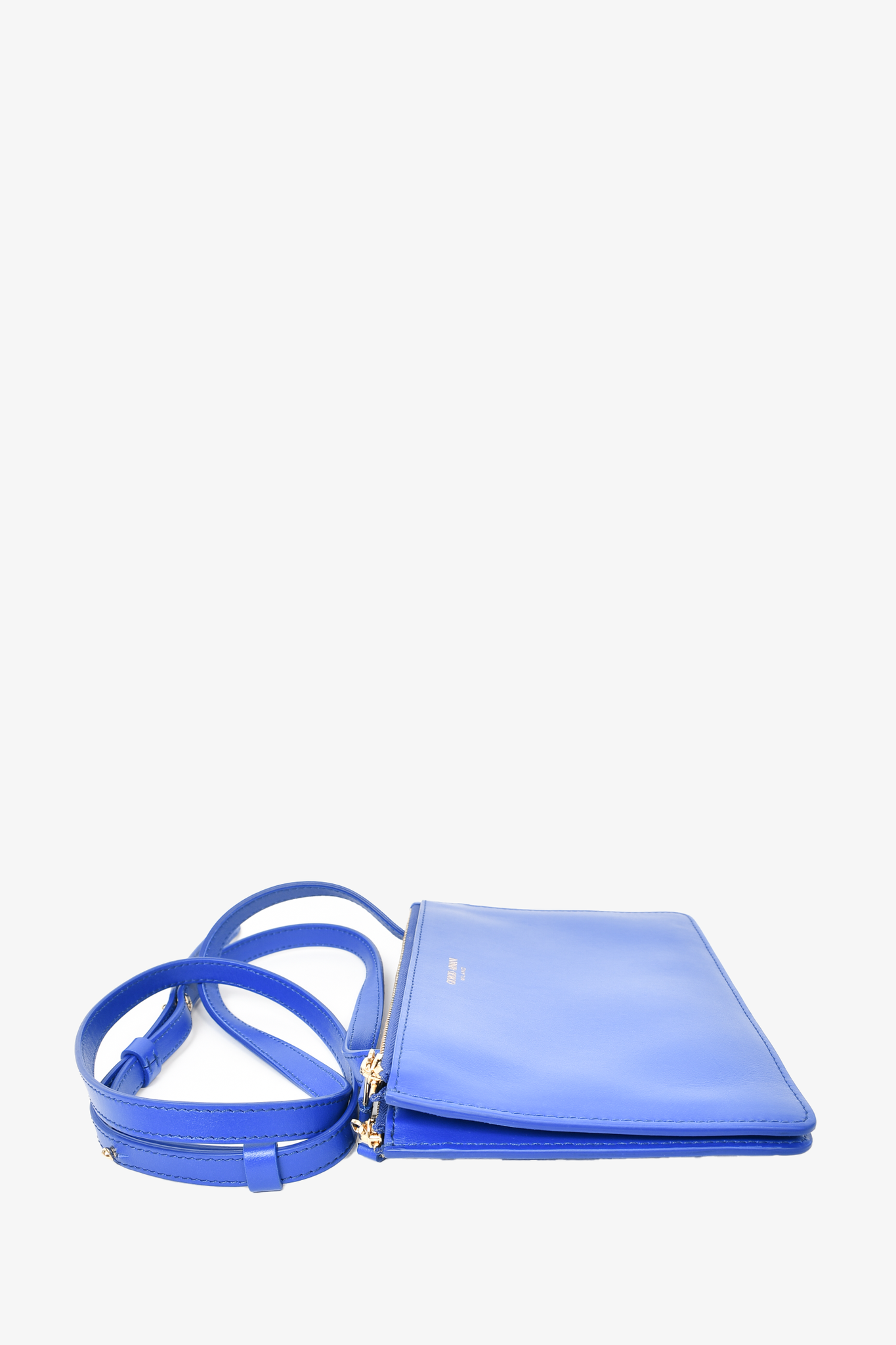 Giorgio Armami Royal Blue Leather Double Zip Crossbody