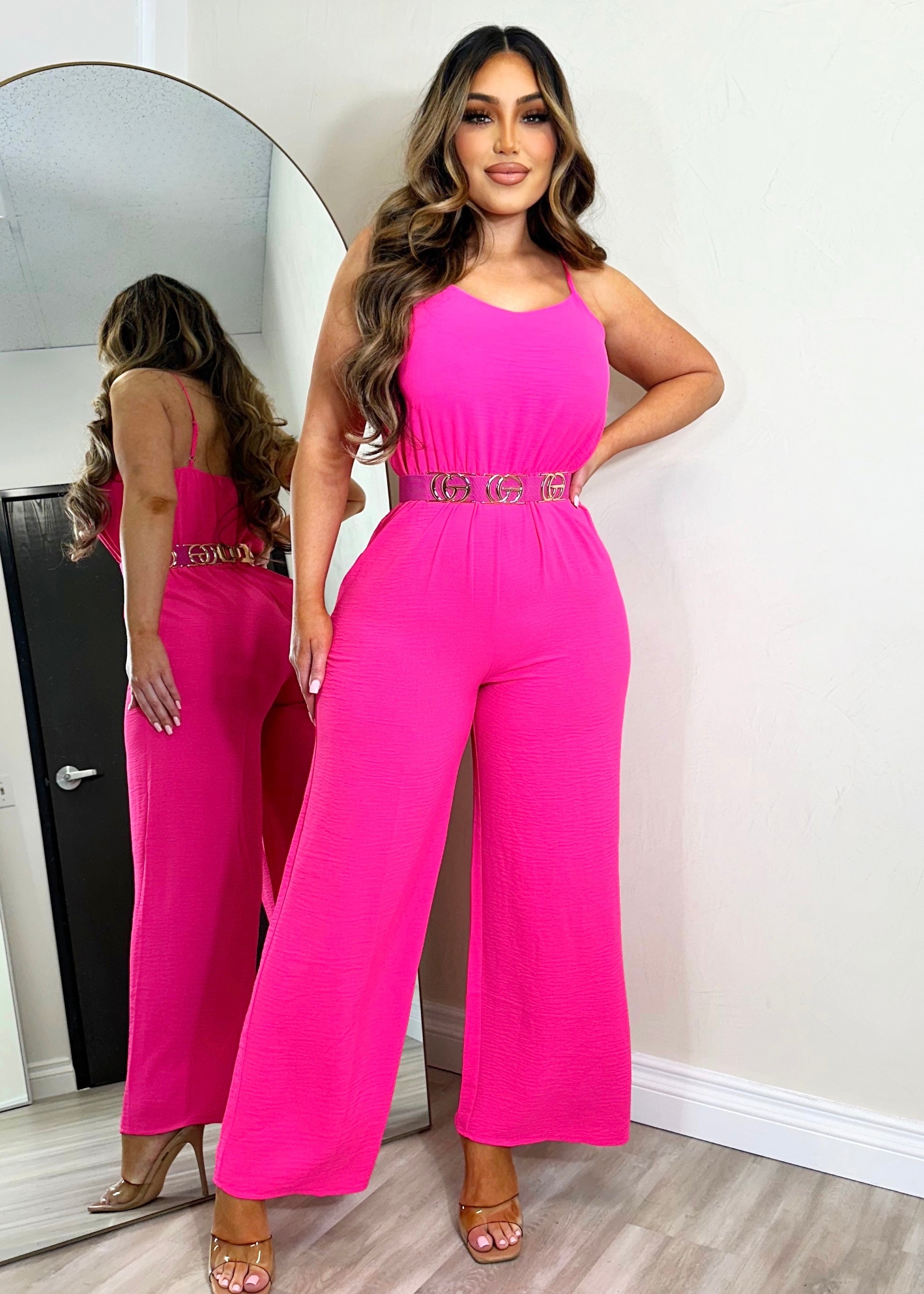 Go All Out  Jumpsuit Pink