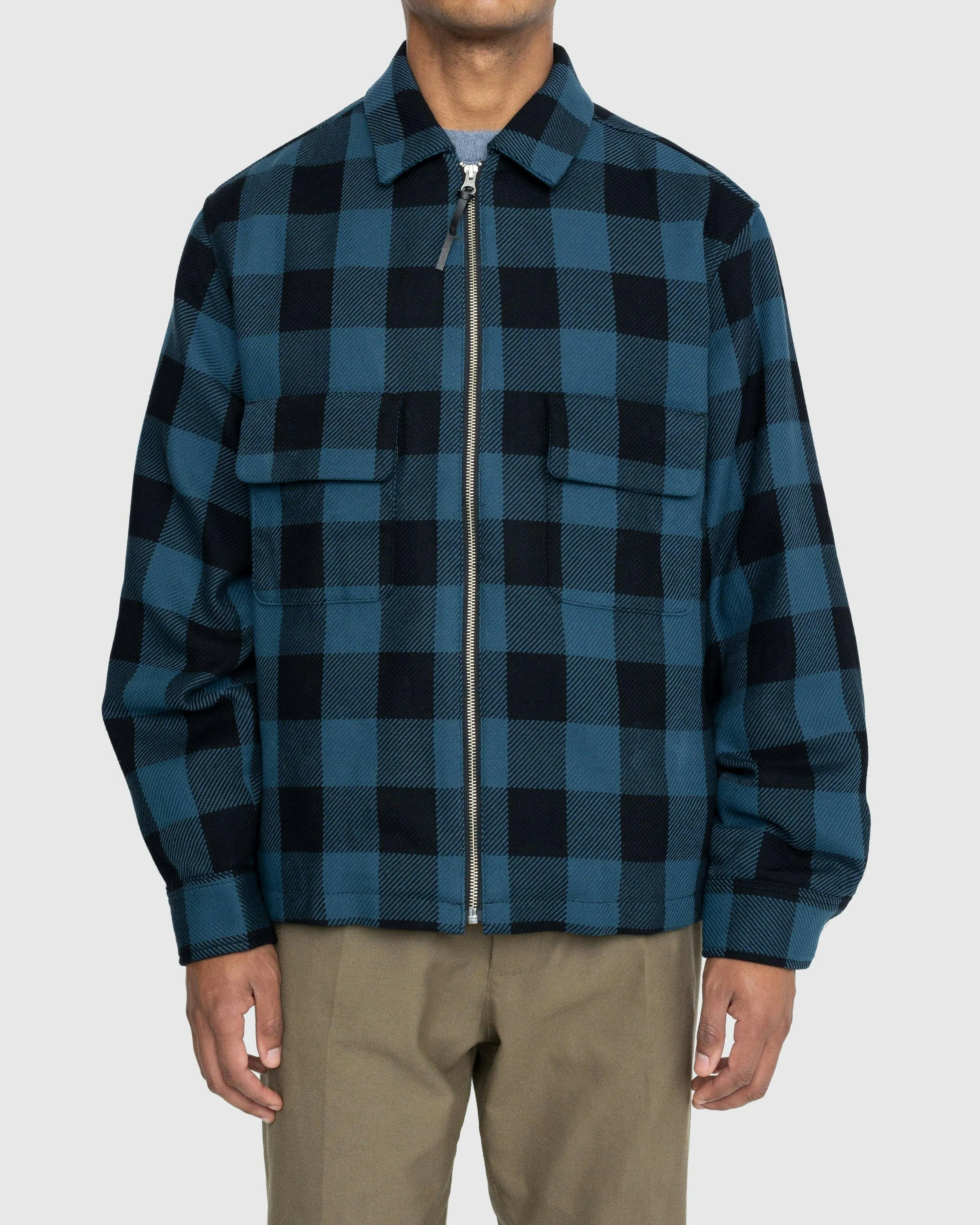 Highsnobiety – Buffalo Check Zip Shirt Navy | Highsnobiety Shop