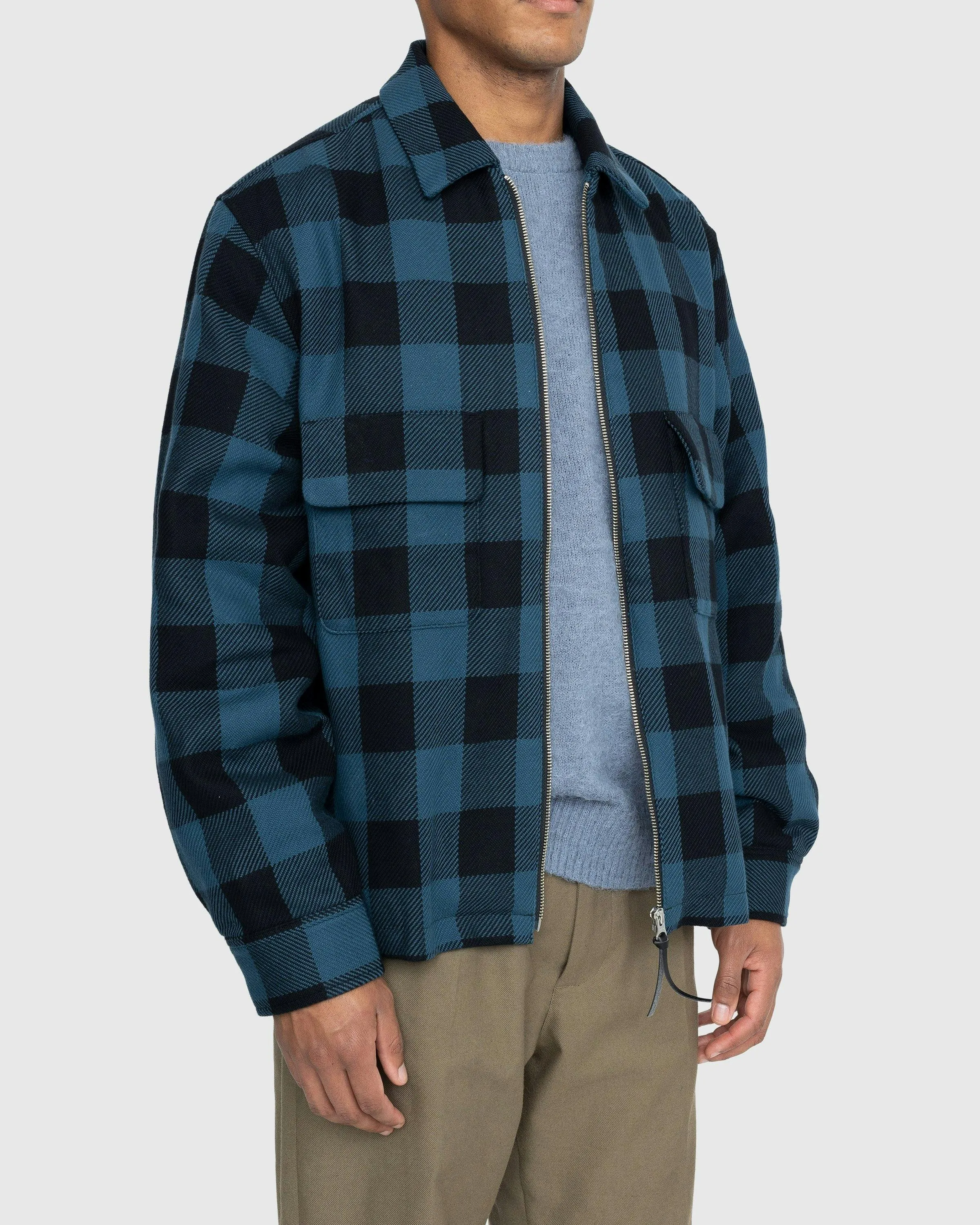 Highsnobiety – Buffalo Check Zip Shirt Navy | Highsnobiety Shop