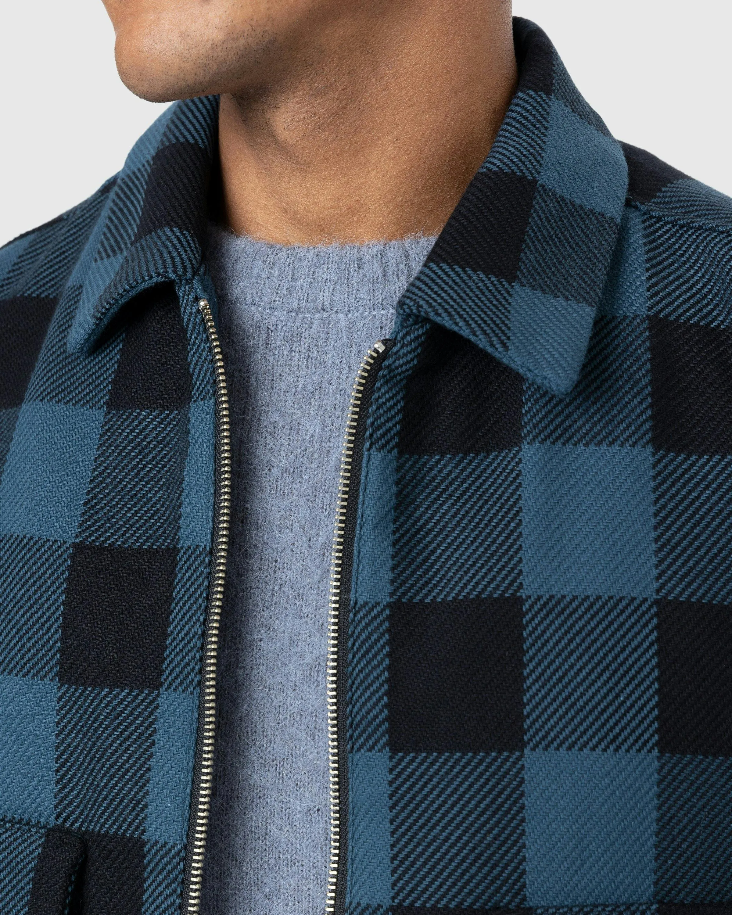 Highsnobiety – Buffalo Check Zip Shirt Navy | Highsnobiety Shop