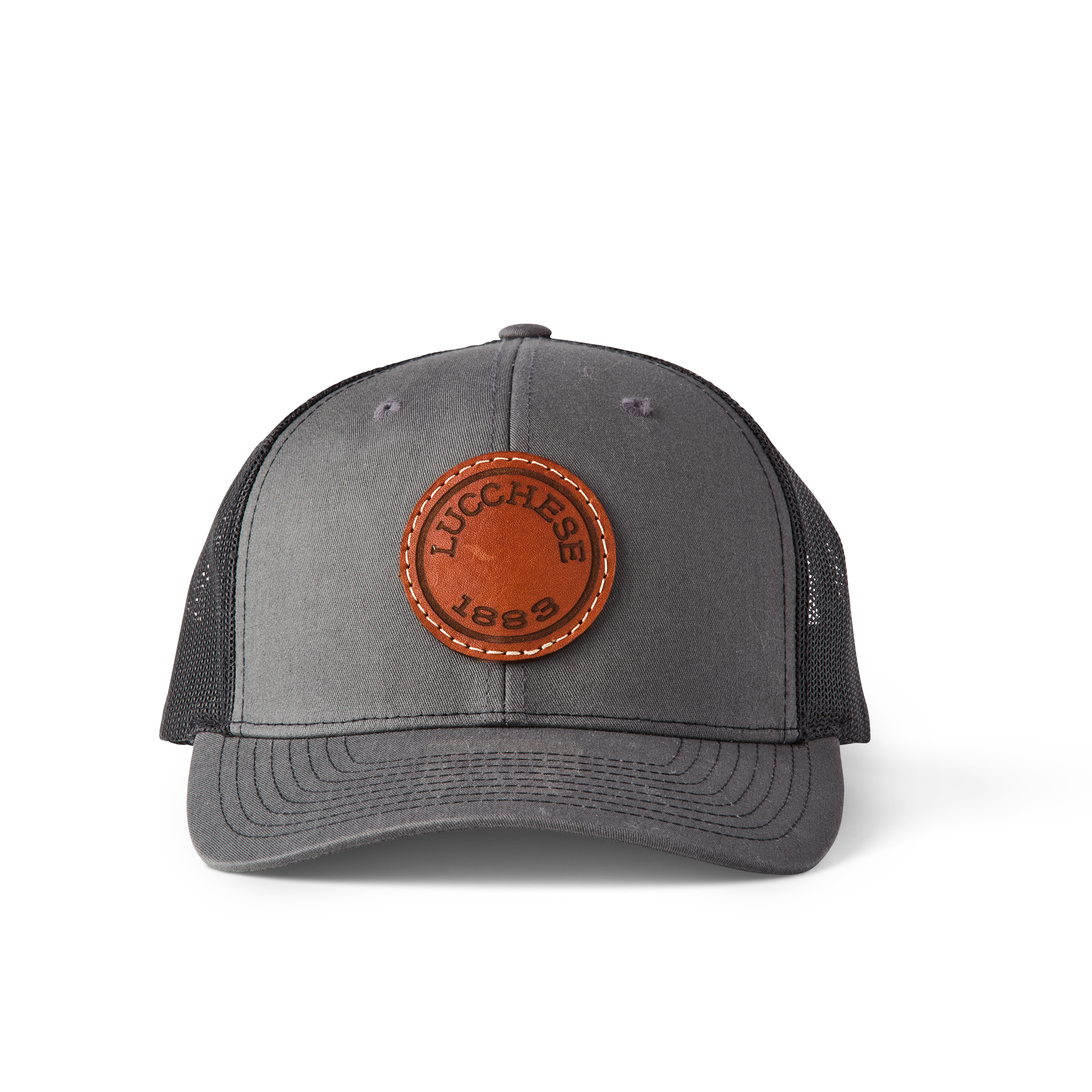 Leather Patch Cap Round :: Charcoal + Black