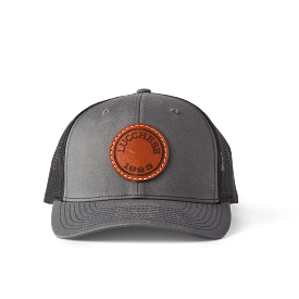 Leather Patch Cap Round :: Charcoal + Black