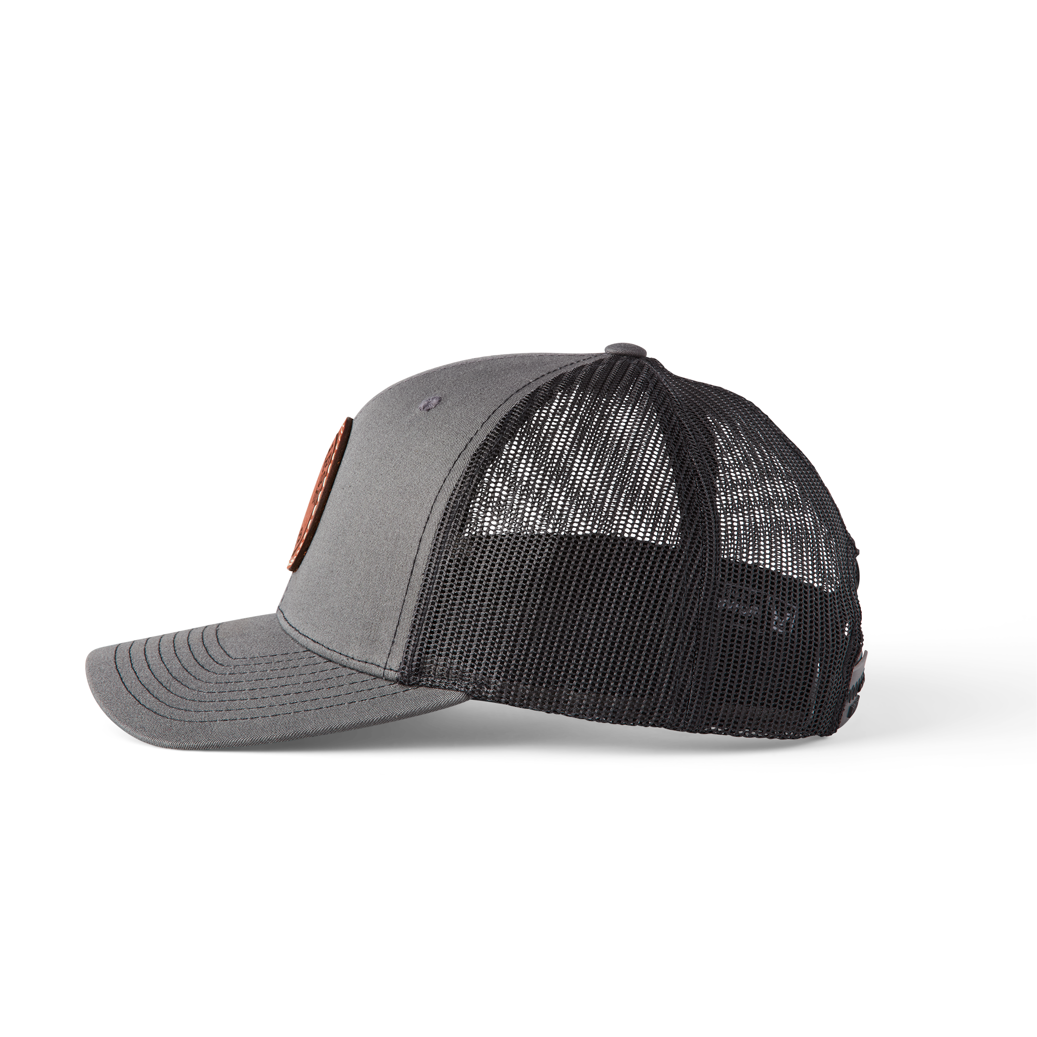 Leather Patch Cap Round :: Charcoal + Black