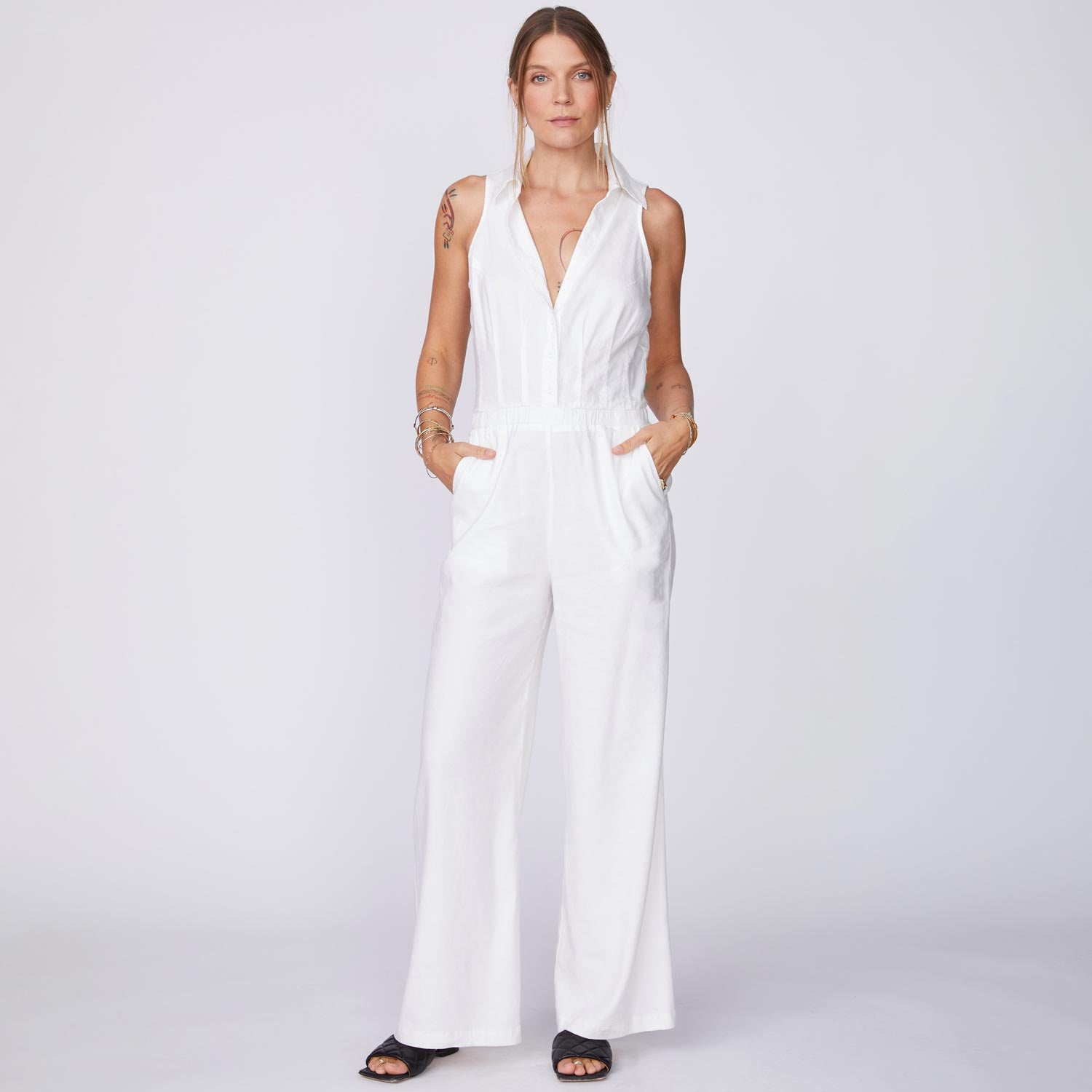 Linen Halter Polo Jumpsuit