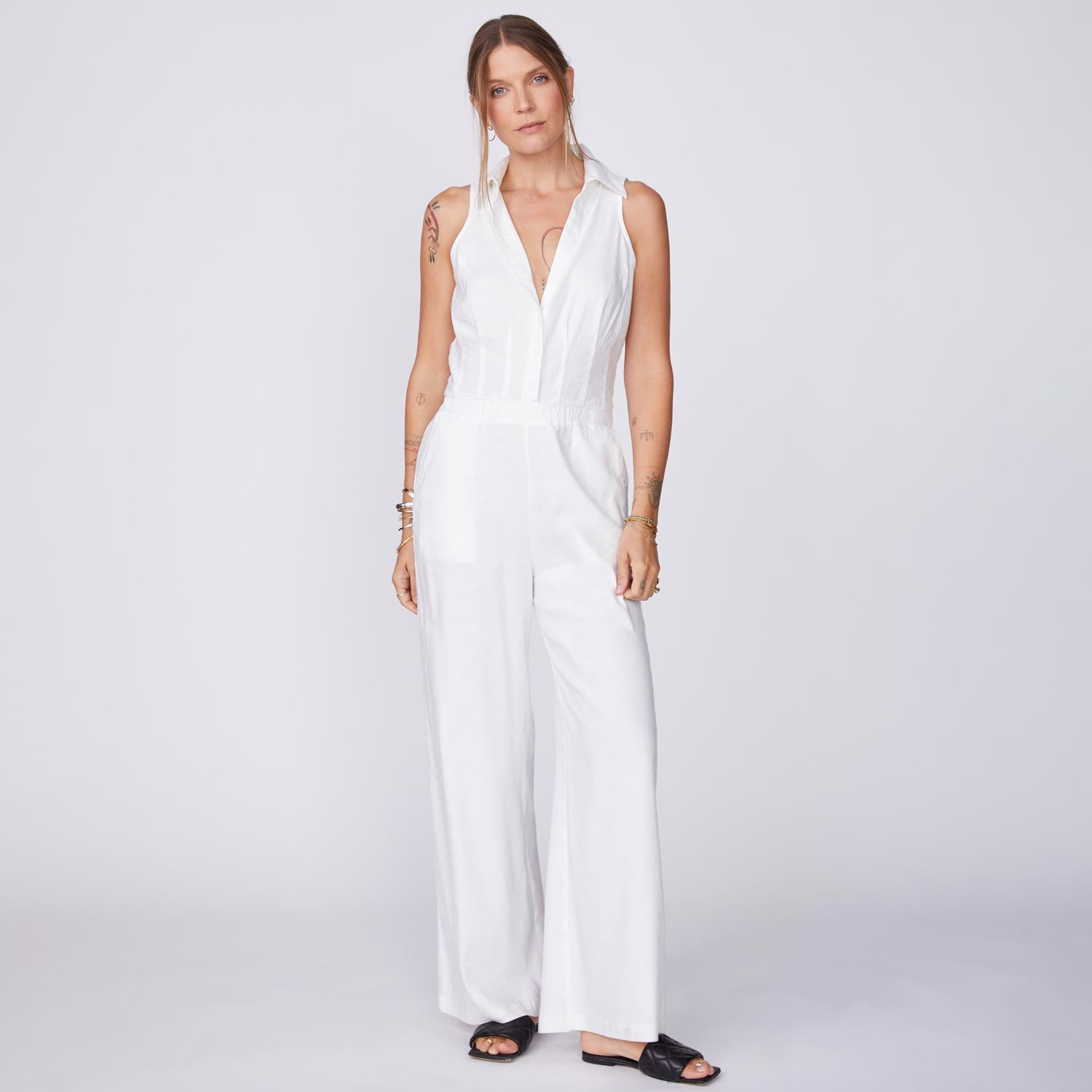 Linen Halter Polo Jumpsuit