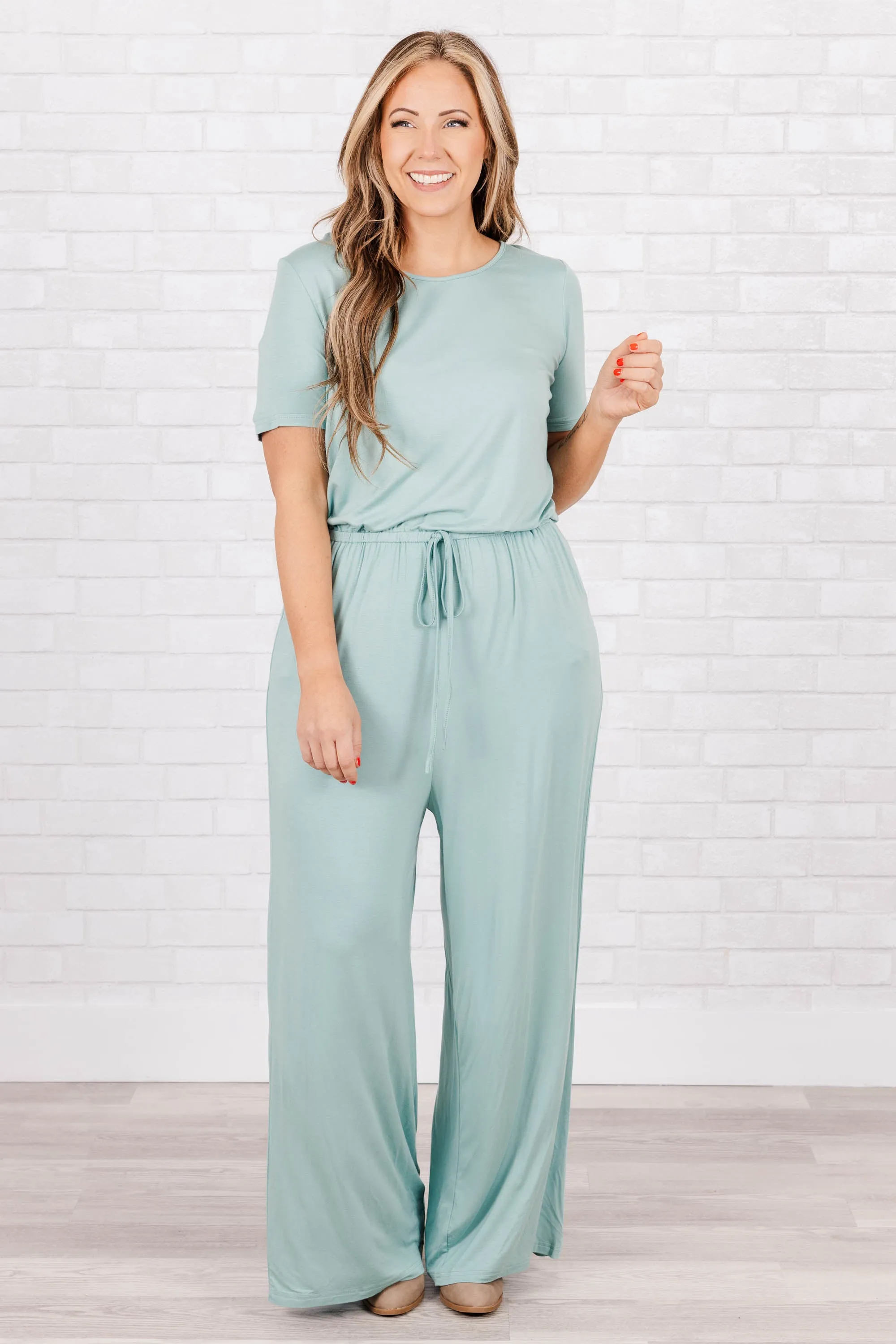 Louder Than Words Jumpsuit, Blue-Grey