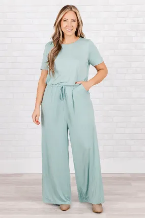 Louder Than Words Jumpsuit, Blue-Grey