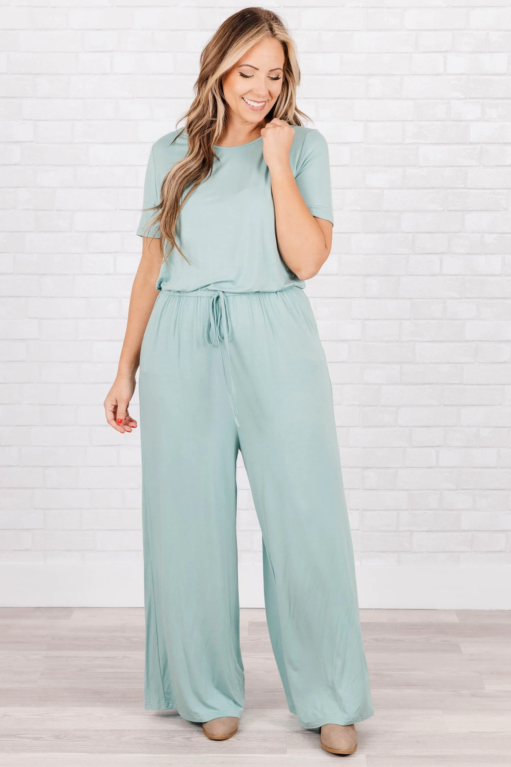 Louder Than Words Jumpsuit, Blue-Grey